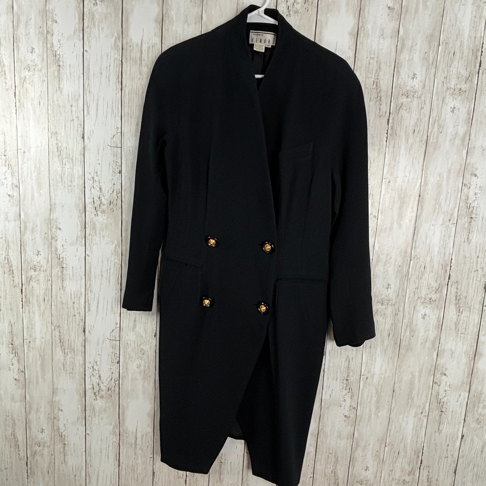 Ann Tjian for Kenar 2 Vtg Blazer Dress Double Breasted 12 Black Old Money 90s