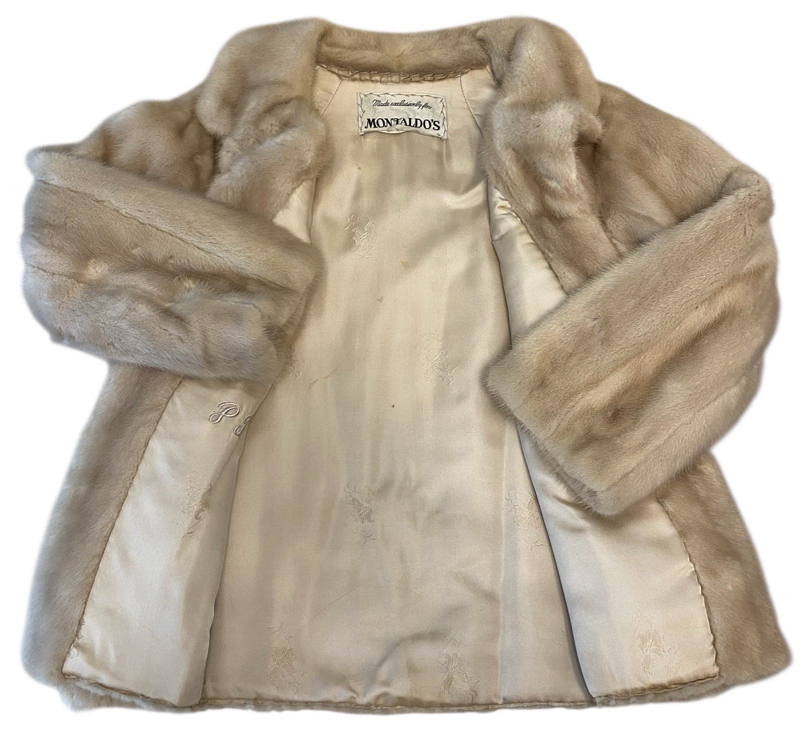 VTG 26” Natural Tourmaline Mink Fur Swing Coat Women’s Sz S/M Montaldos
