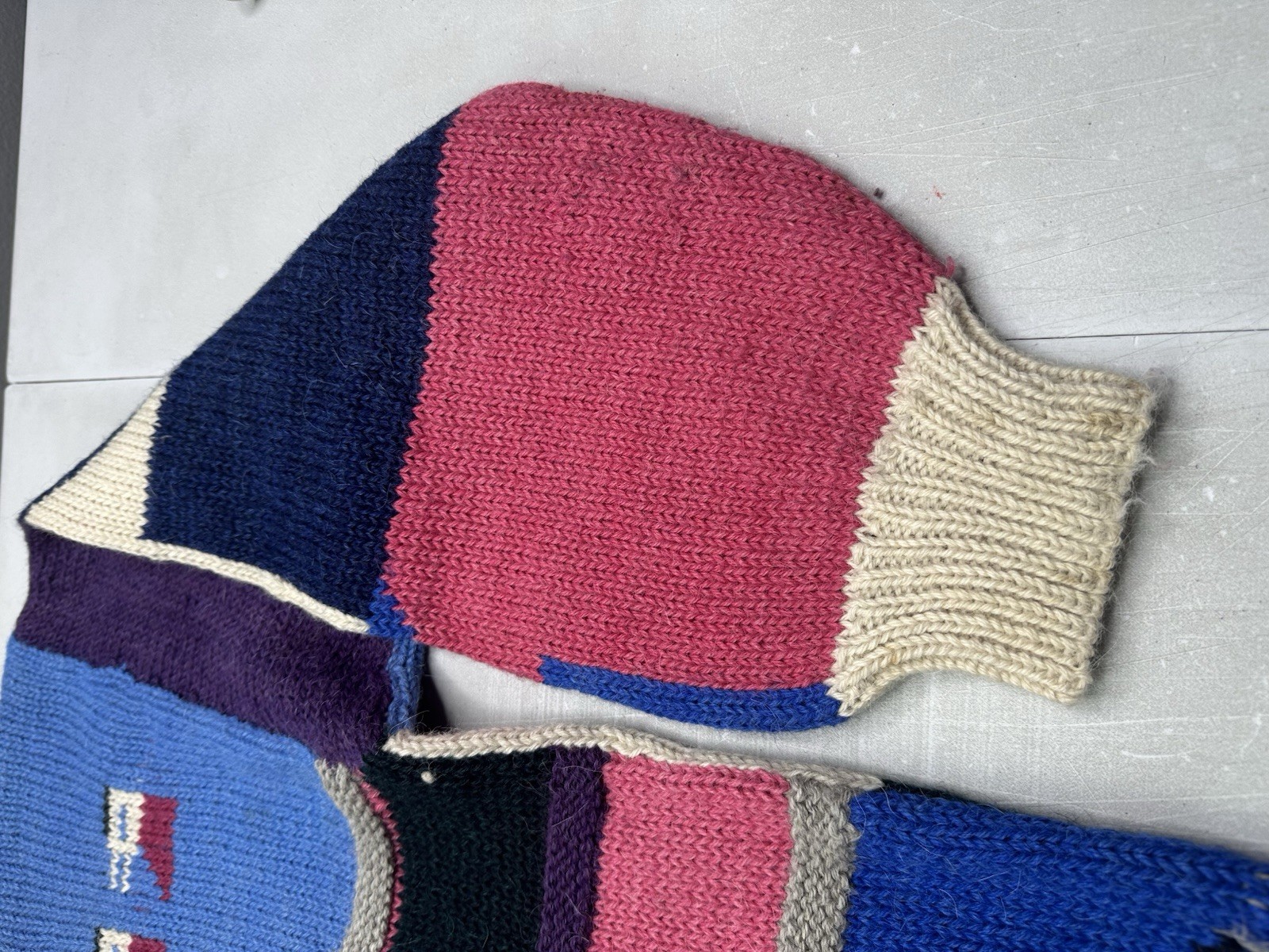 VTG Sweater Alpaca Wool Knit Cottagecore Color Geometric Tribal Folk Sweater XL