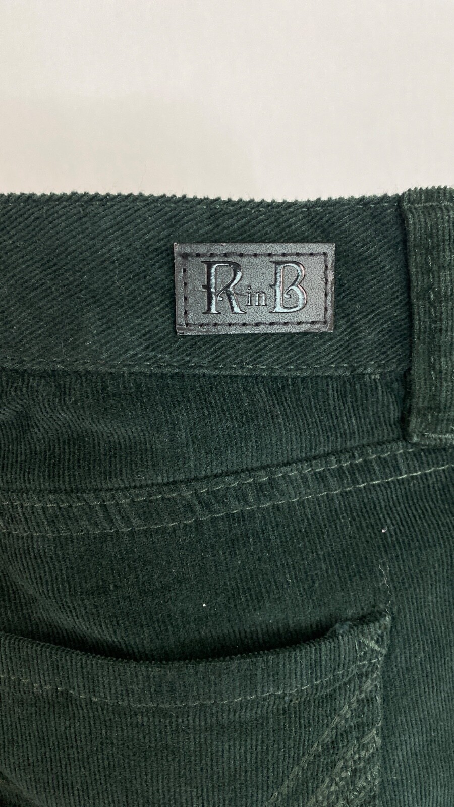 NWT green corduroy pants RHYTHM IN BLUES skinny stretch dark forest vintage 6