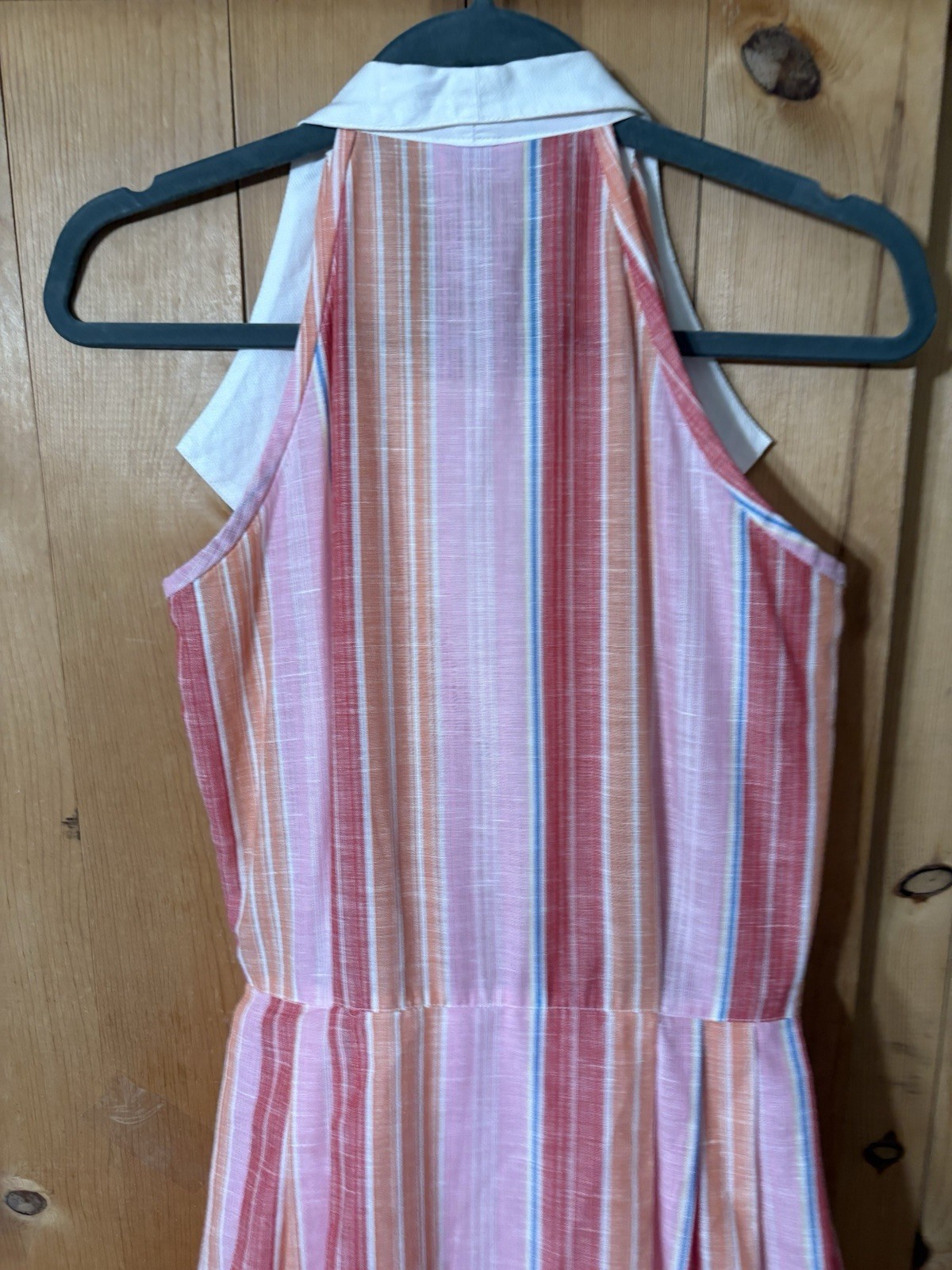 VTG Gianfranco Firenze Women’s Sz S Collared 50s Style Striped Maxi Dress Pink