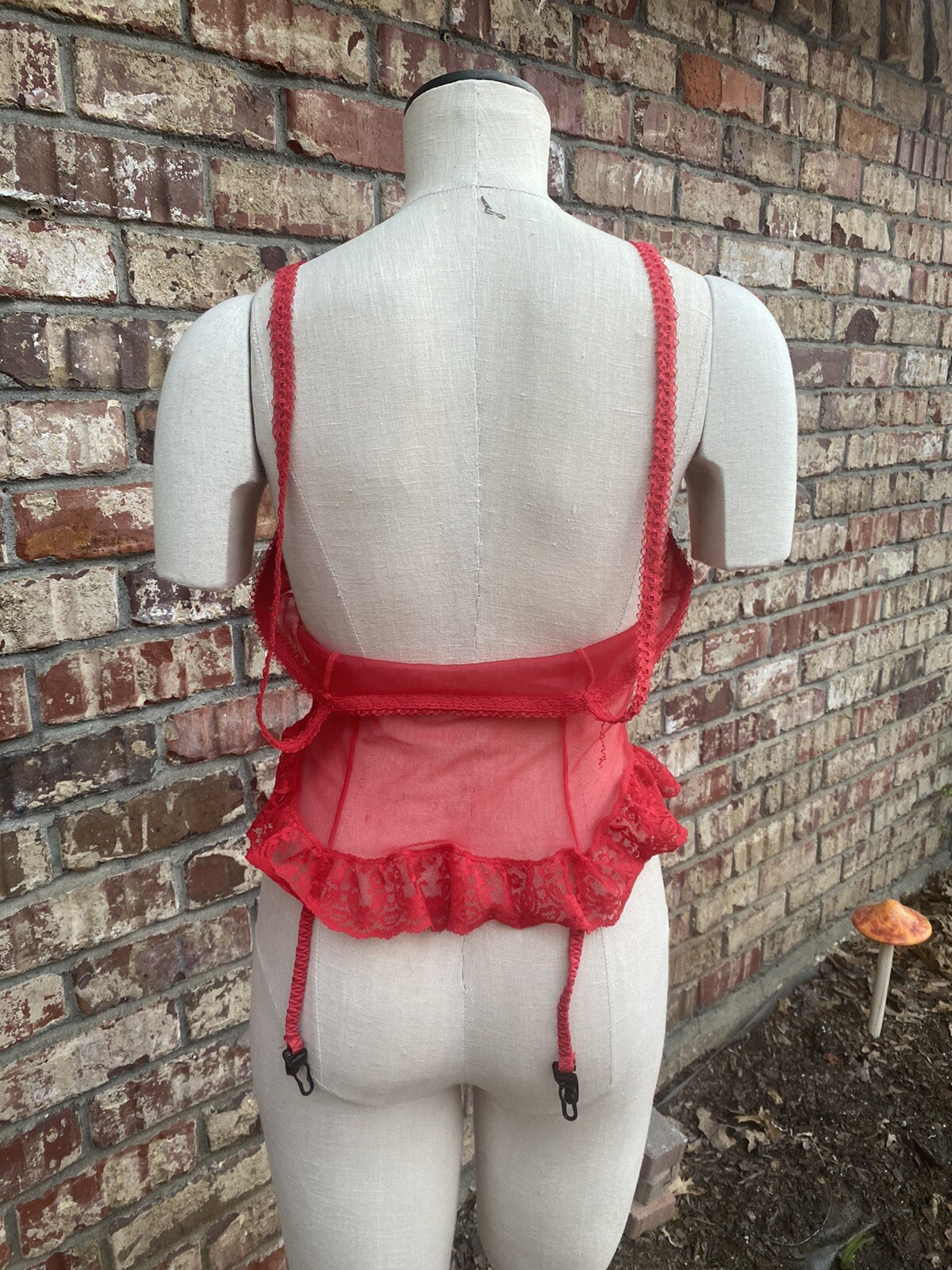 VTG Red Lace Lingerie No Brand Sz L Garter-Fredericks Of Holly-OS (2 Piece Lot)