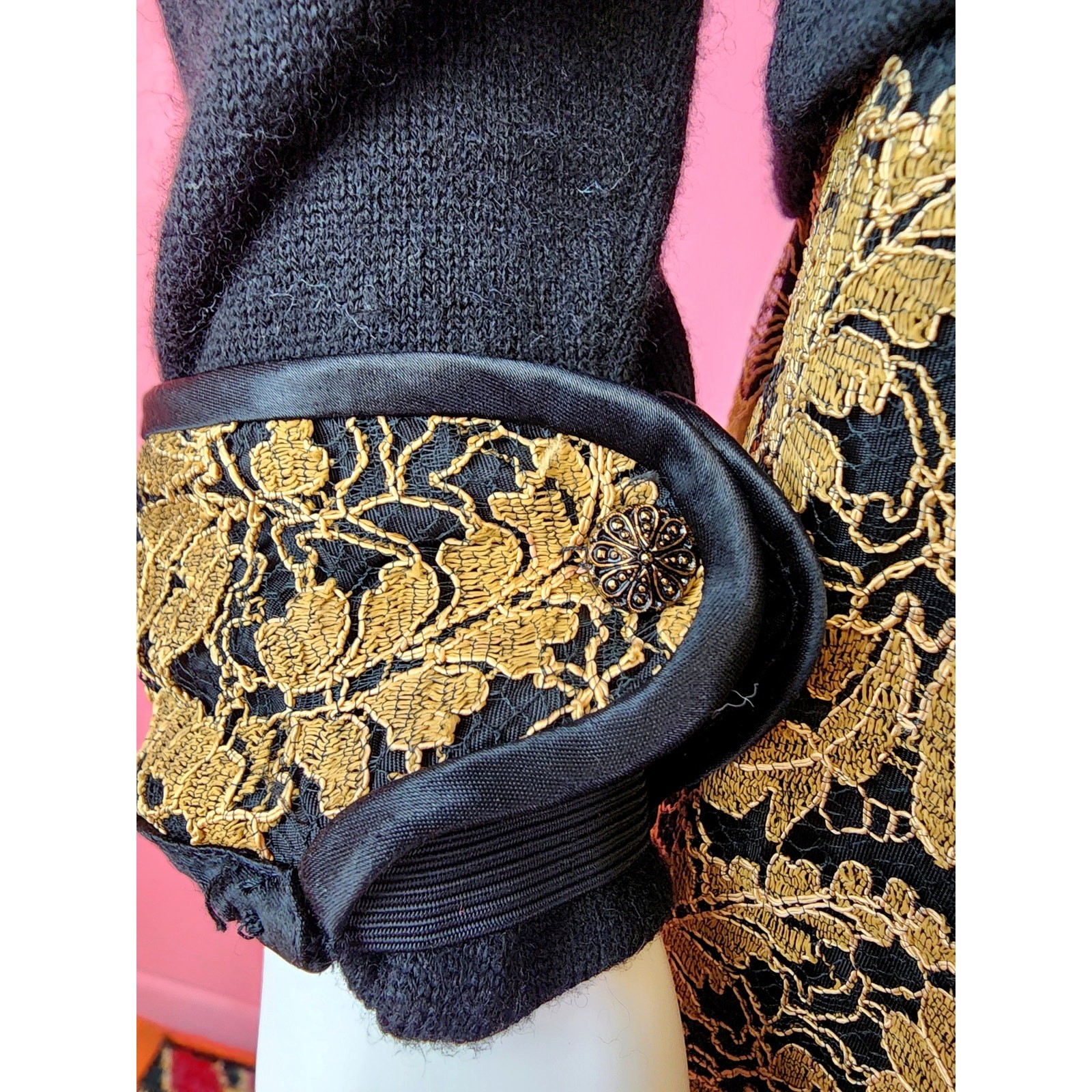 Vintage 1950’s Black and Gold Lace Cardigan and Skirt Set by Jantzen / Koret