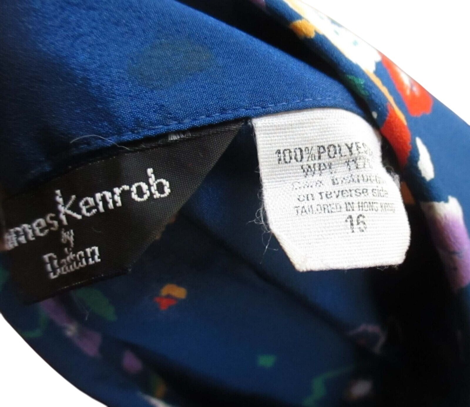 Vintage Button-Up Shirt 16 1X XL 1970s Blue Floral James Kenrob Dalton Womens