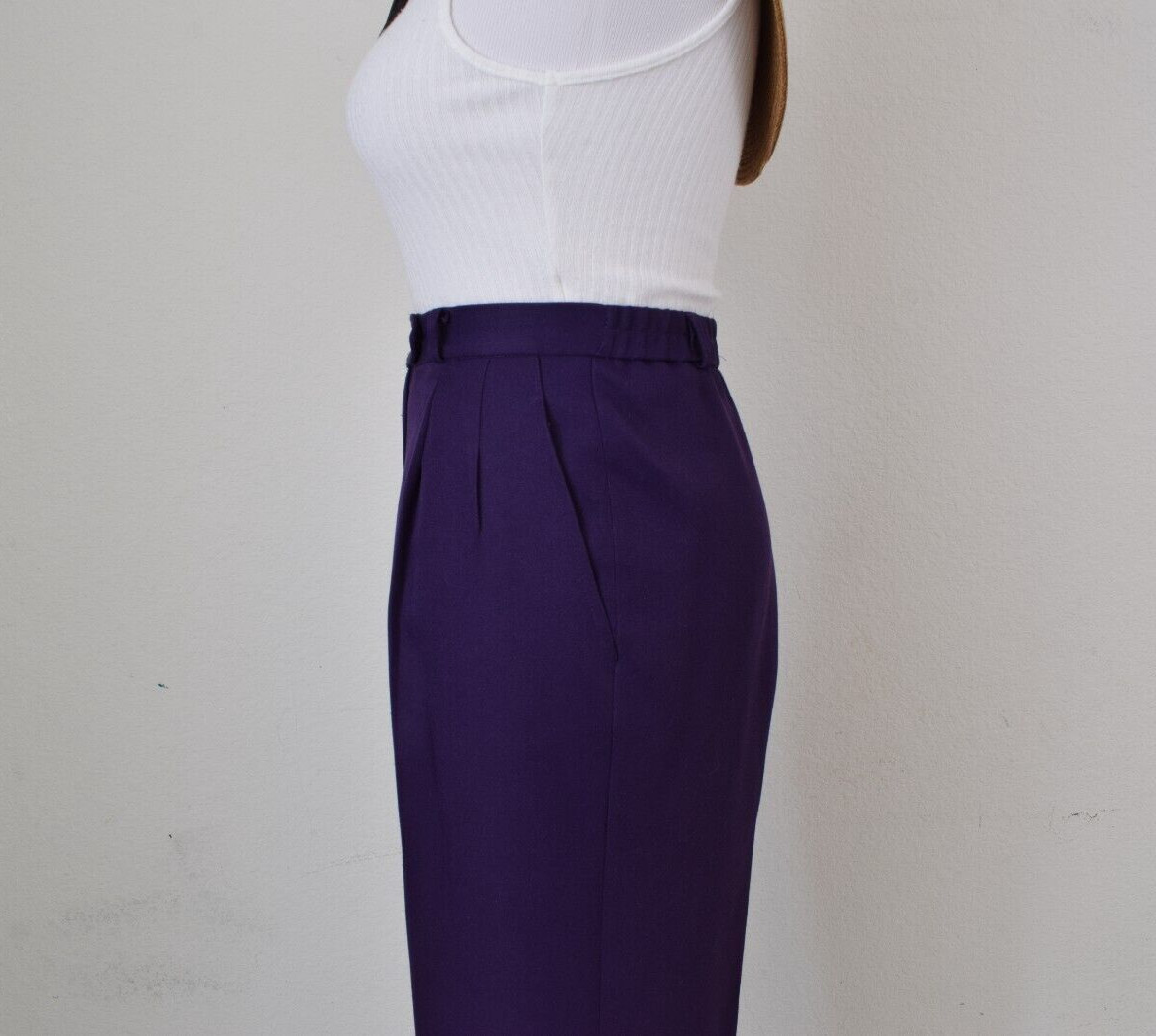 Vintage 70s Eggplant Polyester Pleated Trousers | 30 waist