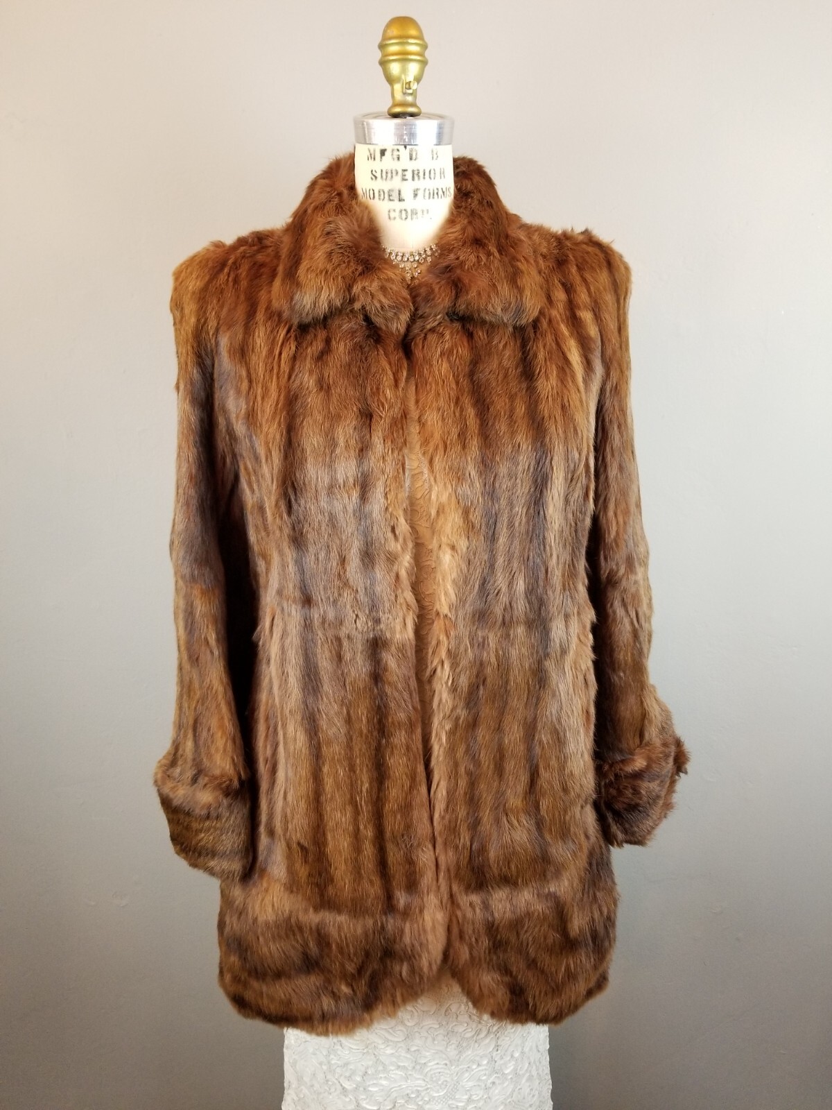 Vintage 1930’s Beautiful Brown Mink Stroller Coat w/Pockets & Embroidered Lining