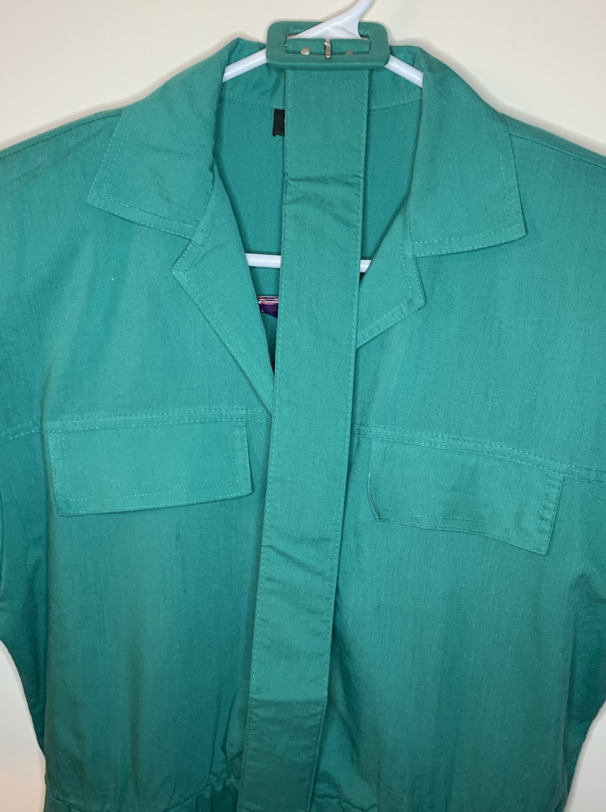 Caliche Womens Size 14 Belted Button Up Vintage Dress With Shoulder Pads