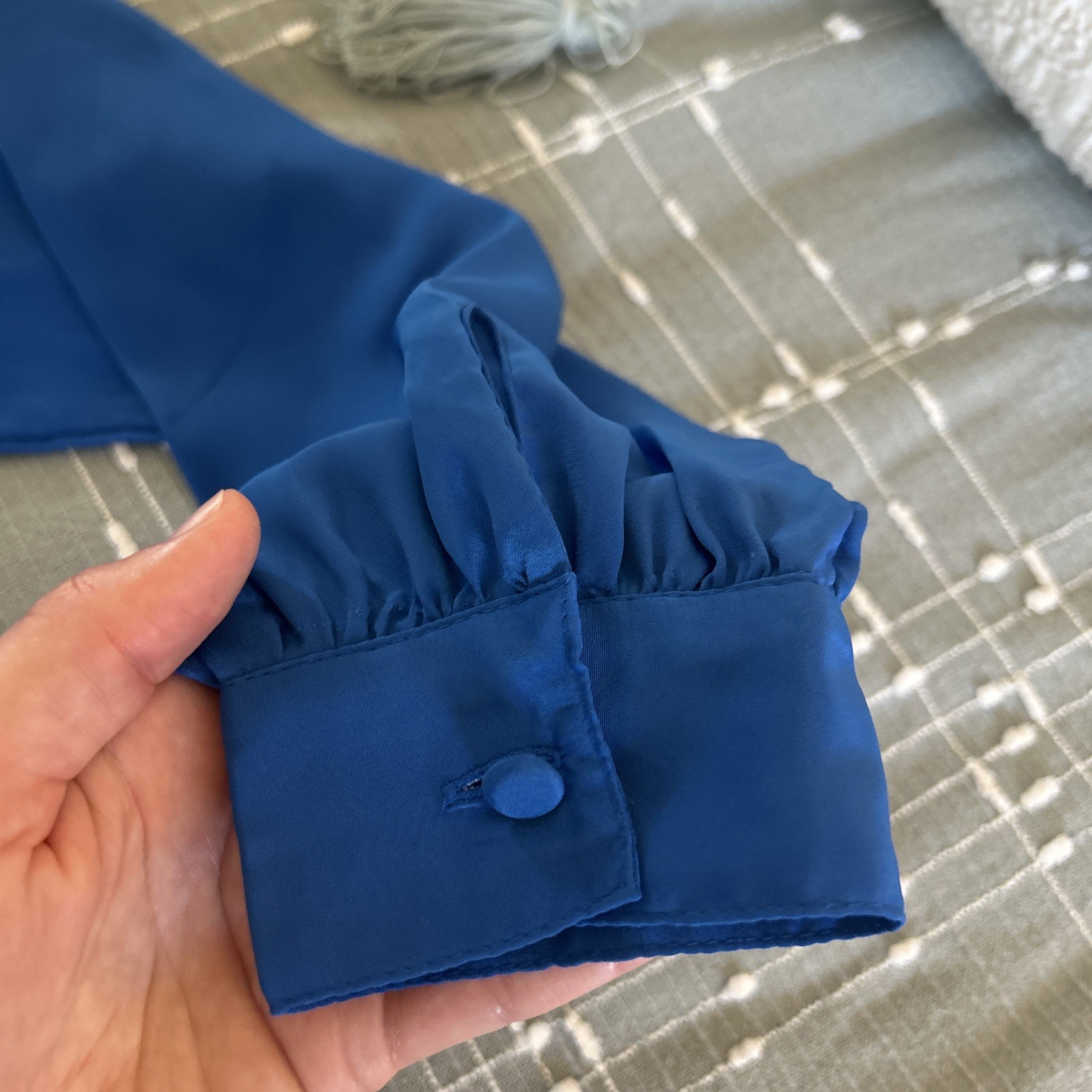 Vintage 90s Hana Sung Royal Blue Blouse Size 12