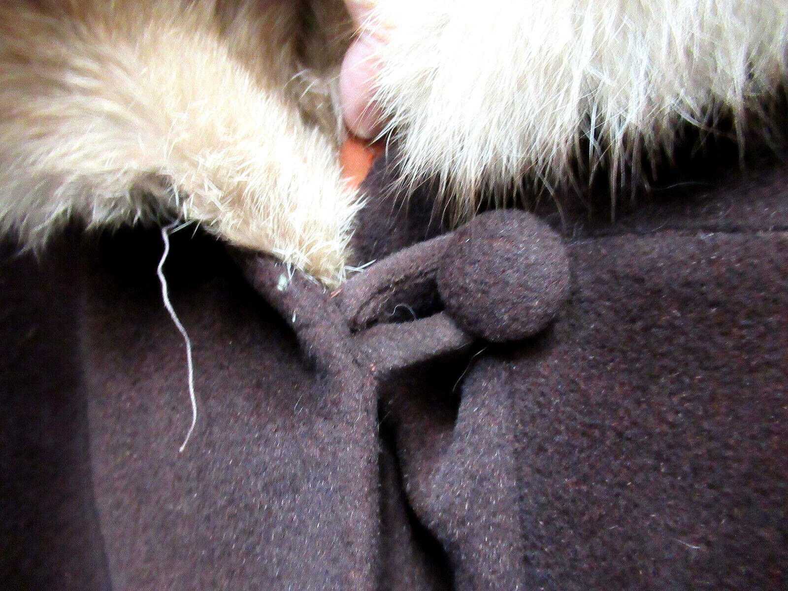 Vtg Union Made Forstman Wonderful Worumbo Woolen Coat w/ Fur Collar 3/4 Sleeves