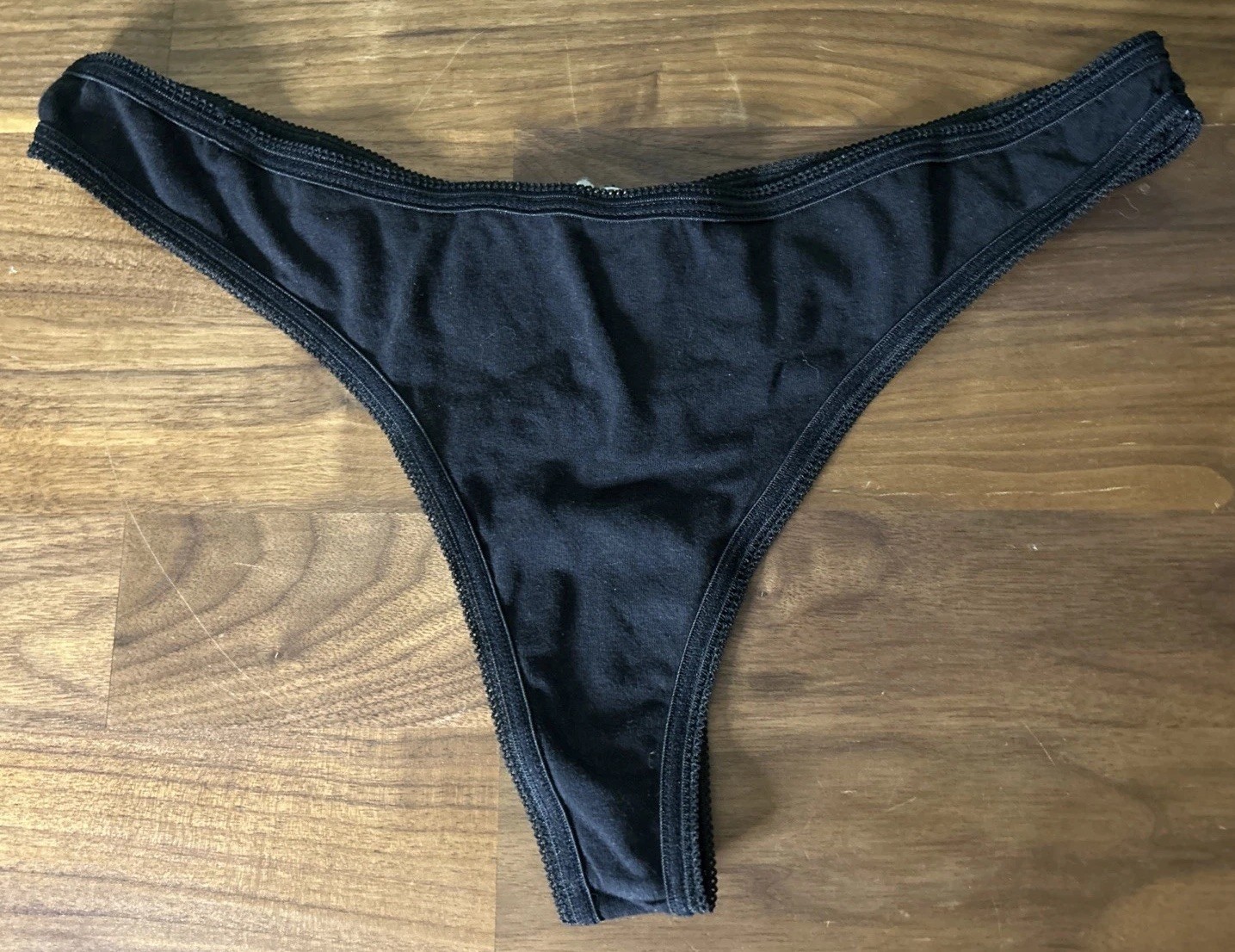 Vintage No Boundaries Size M Black Cotton Thong Whale Tail Y2K Hicut NoBo