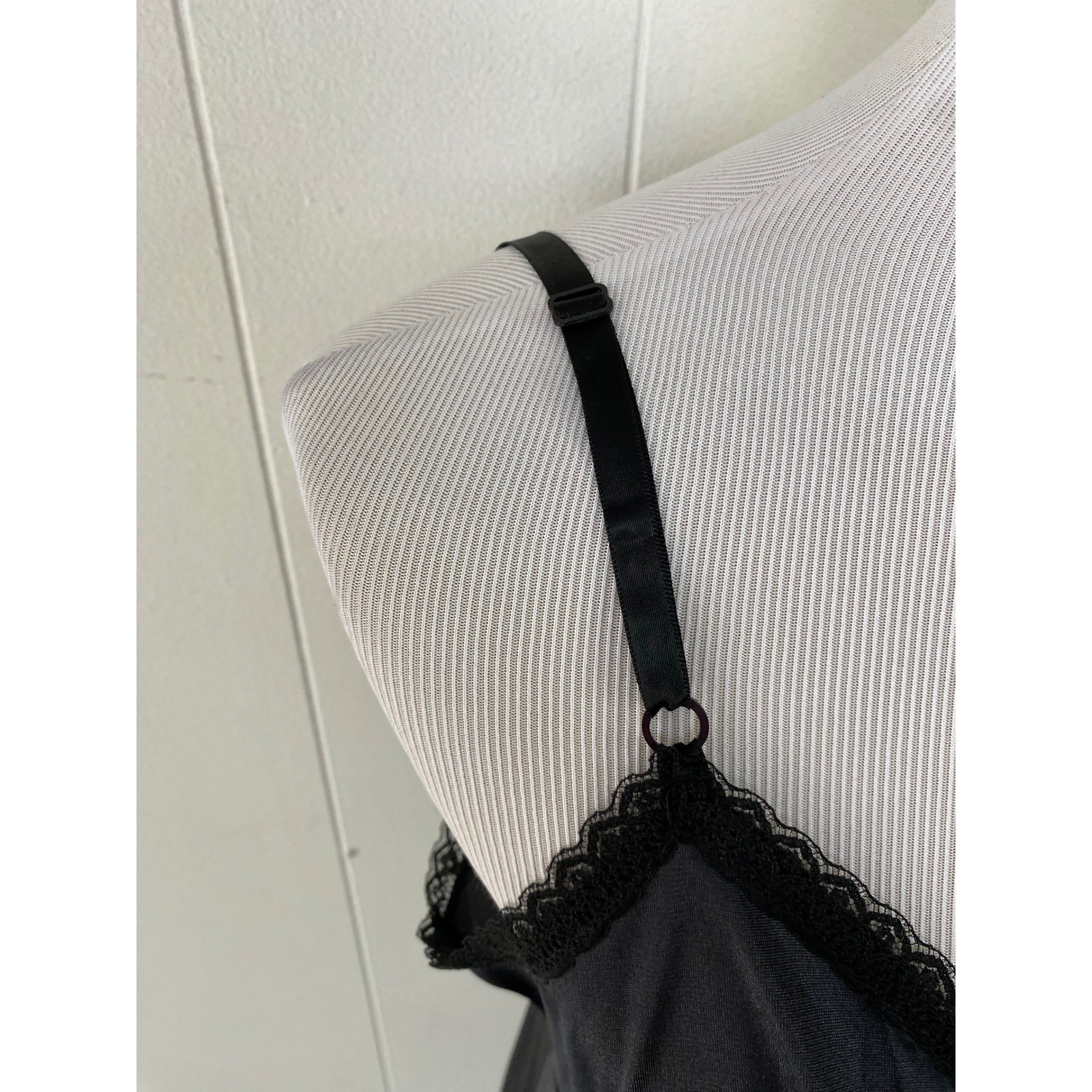 Vintage Sears Black Lace Trim Full Slip Antron III Nylon Size 38/M Made in USA