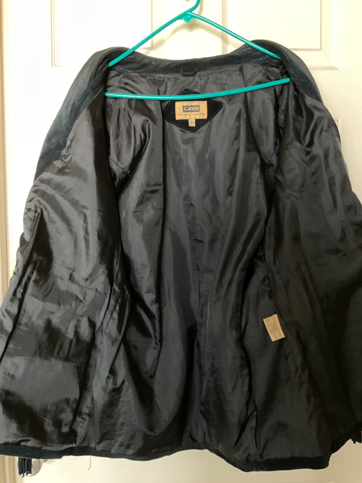 Vintage G4000 Black suede fringe leather jacket women’s size Large