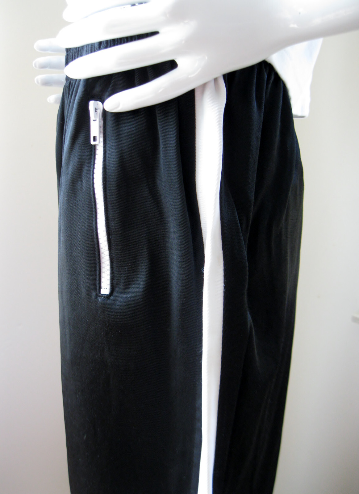 Vintage Tag Rag Pants Black w/white Stripe Size S Runs Large USA