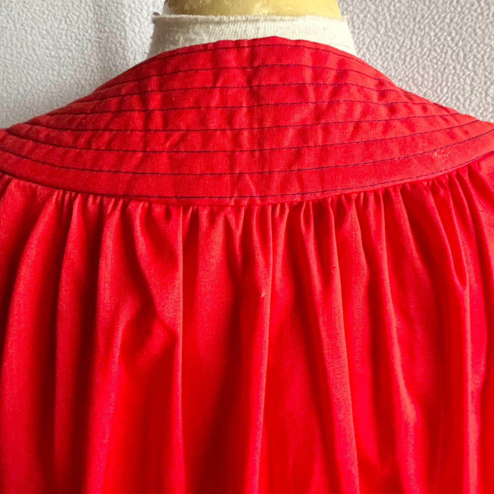 Vintage 1960s Springmaid Red Housecoat Dress Embroidered Pockets NOS NWT