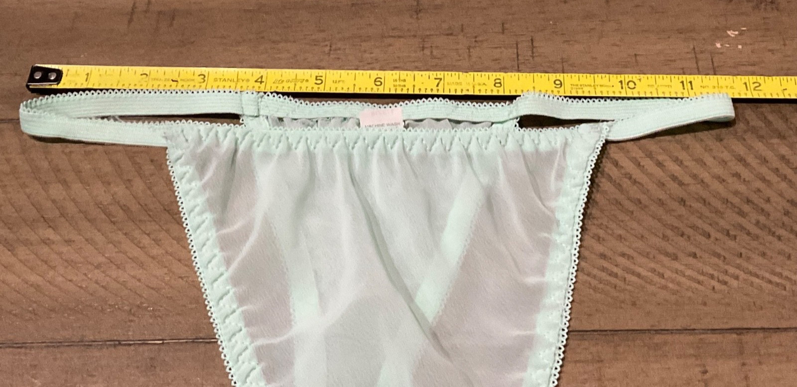 VINTAGE MINT GREEN THONG STRING BIKINI SHEER SIZE LARGE NYLON SEXY
