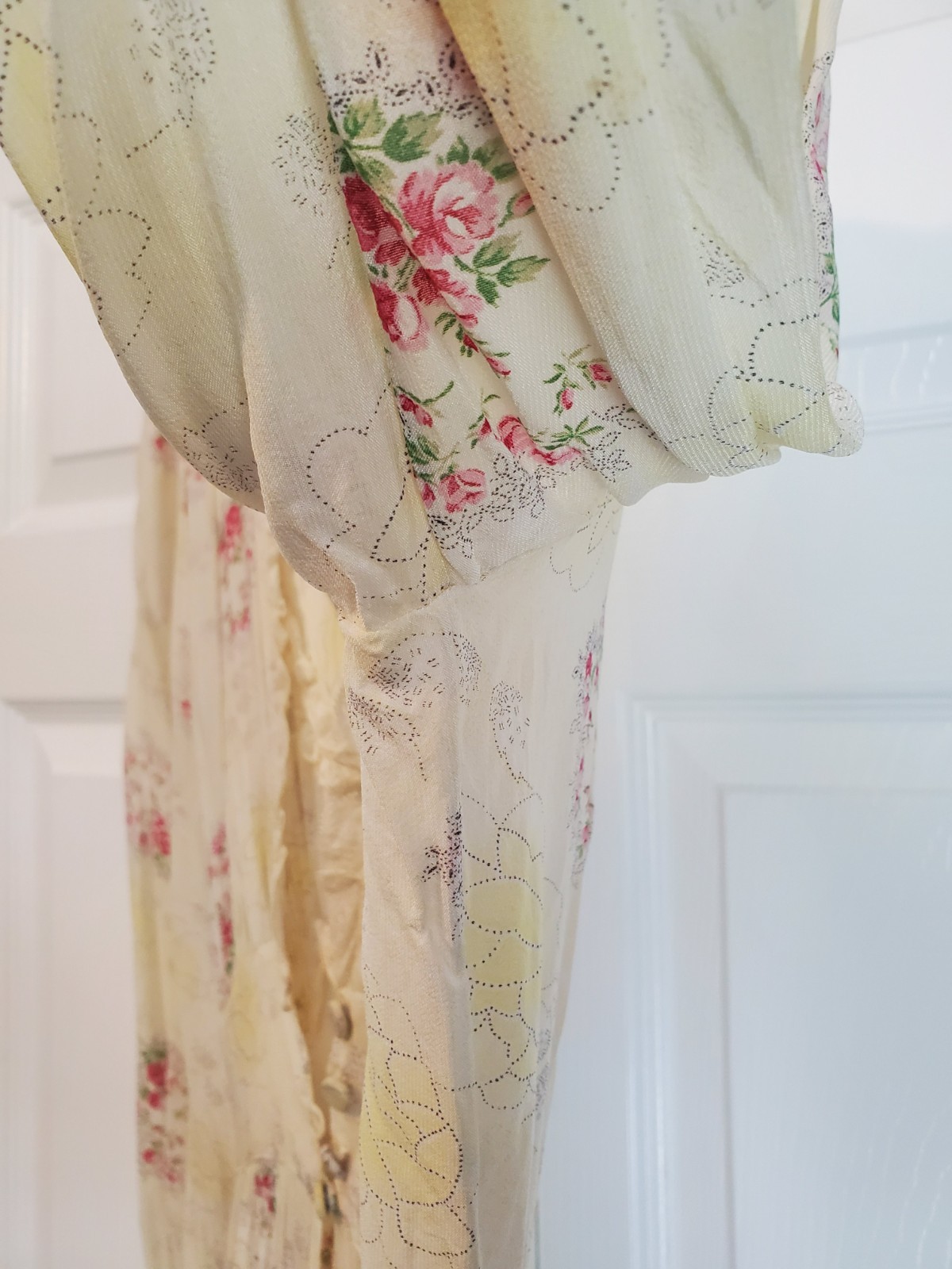 Vintage Trousseaux by Terris Floral Chiffon Gown & Robe Set Lace Empire Waist