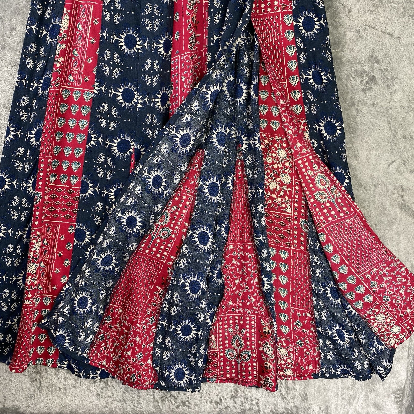 Natural Life Skirt Womens Sz M Floral Mix It Up Patchwork Maxi Boho Artsy Hippie