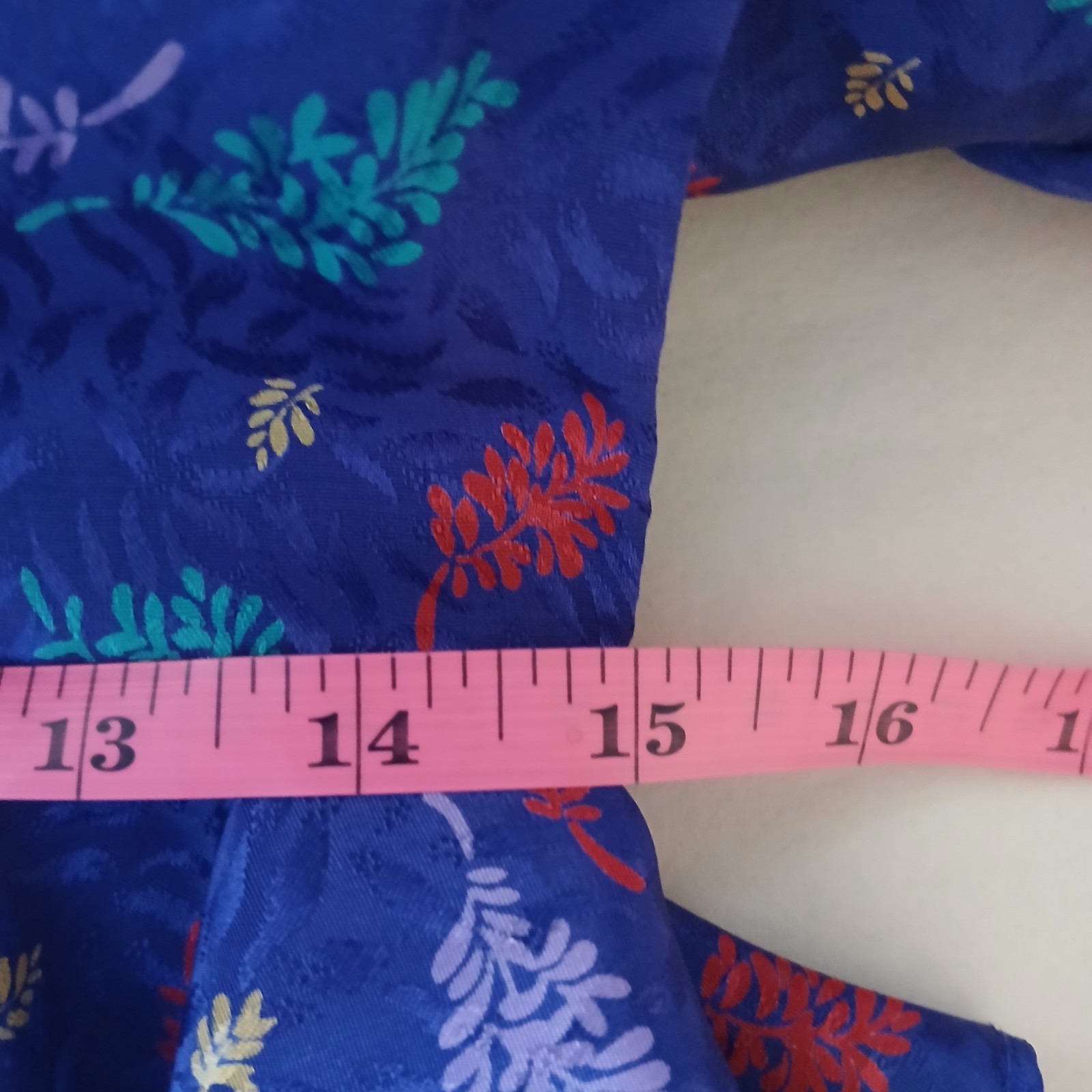 Vintage 80’s Lisa Petites Blue Leaf Dress w/Hip Ruffles Women’s Size 6