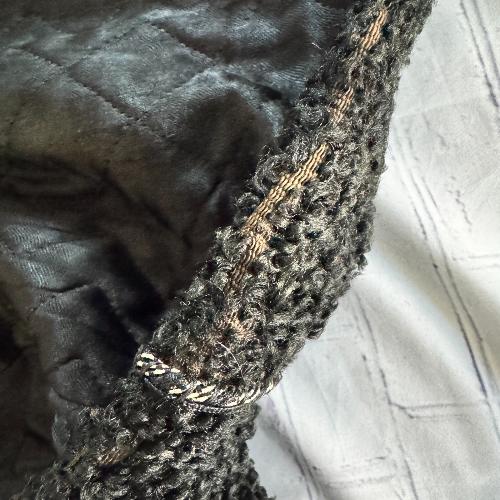 1890s Vintage WOOL Cloak Shawl Silver FILIGREE CLASP Mantel ANTIQUE Fibula Black