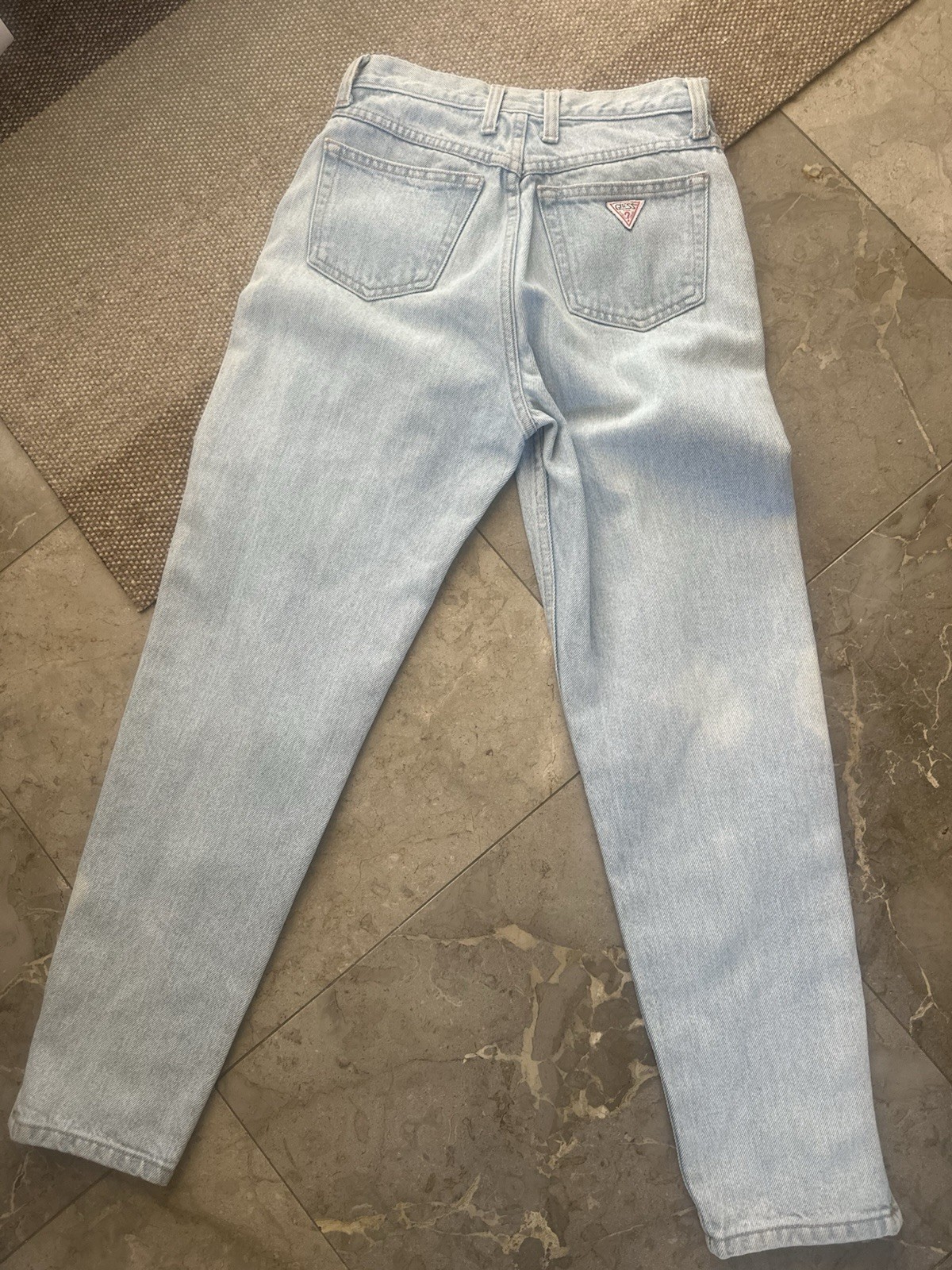 Vintage Guess DENIM JEANS Medium Wash Tapered High Waist 25 W X 27 L Zip Hem