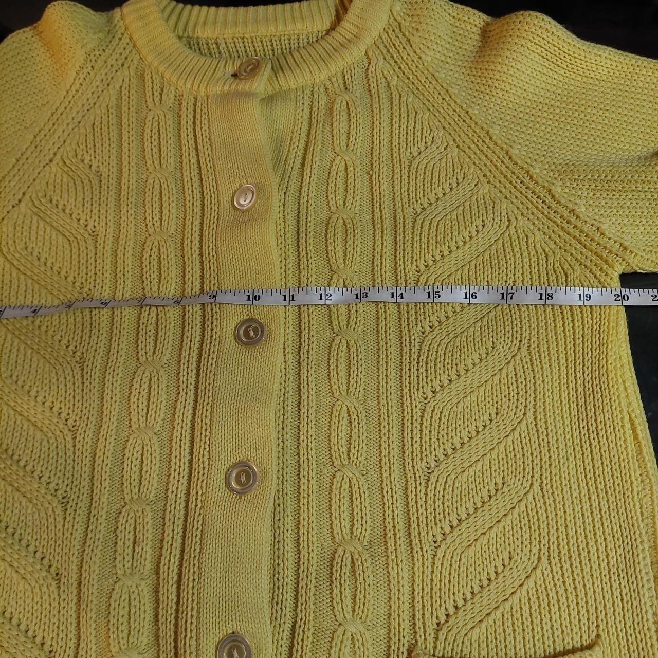 Vintage bright yellow cable knit cardigan.