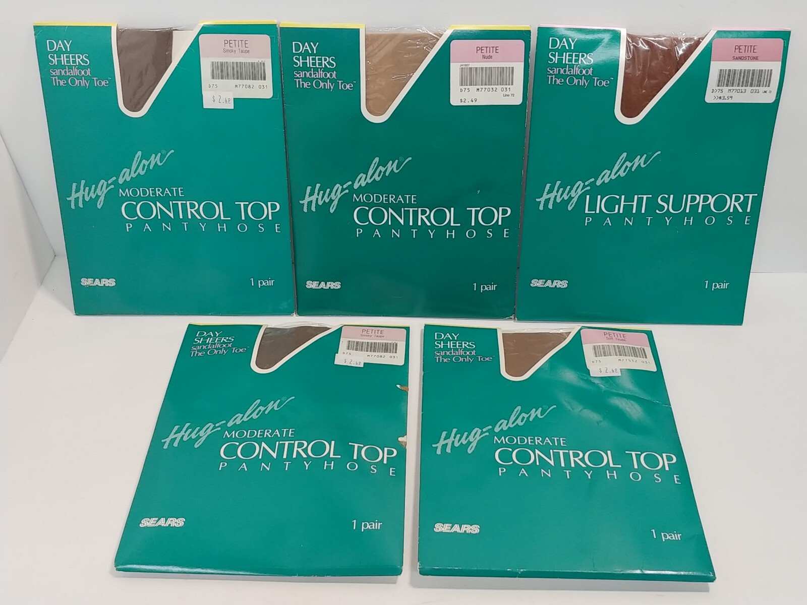Sears Hug-alon Panty Hose Moderate Control Top Day Sheers Petite Lot of 5 New