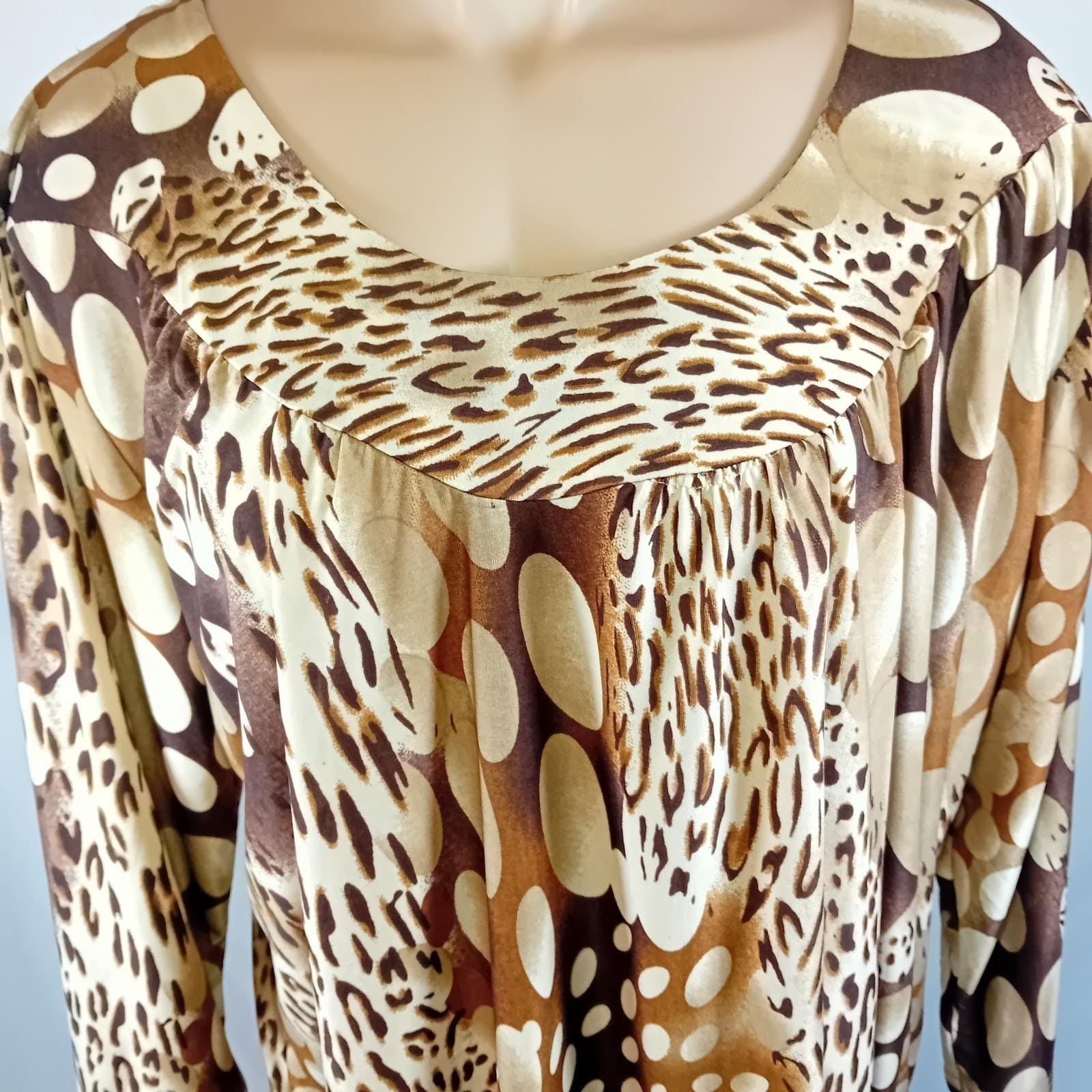 Vintage Y2K Plus Size C.O.C. Animal Print Tunic Maximalism Bohemian Casual 2XL