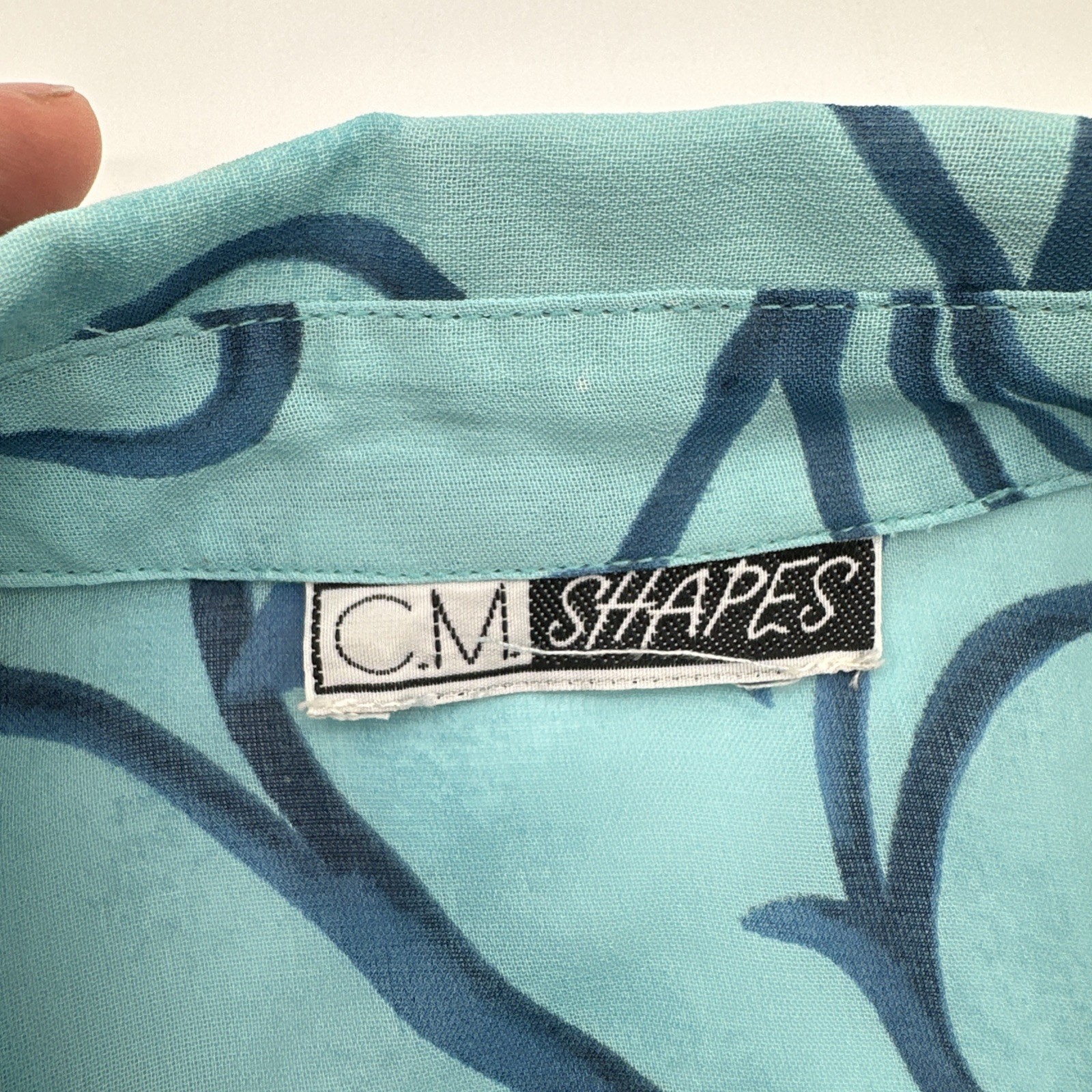 Vtg C.M Shapes Blue Floral Pattern Skirt And Button Down Sheer Top Size 14