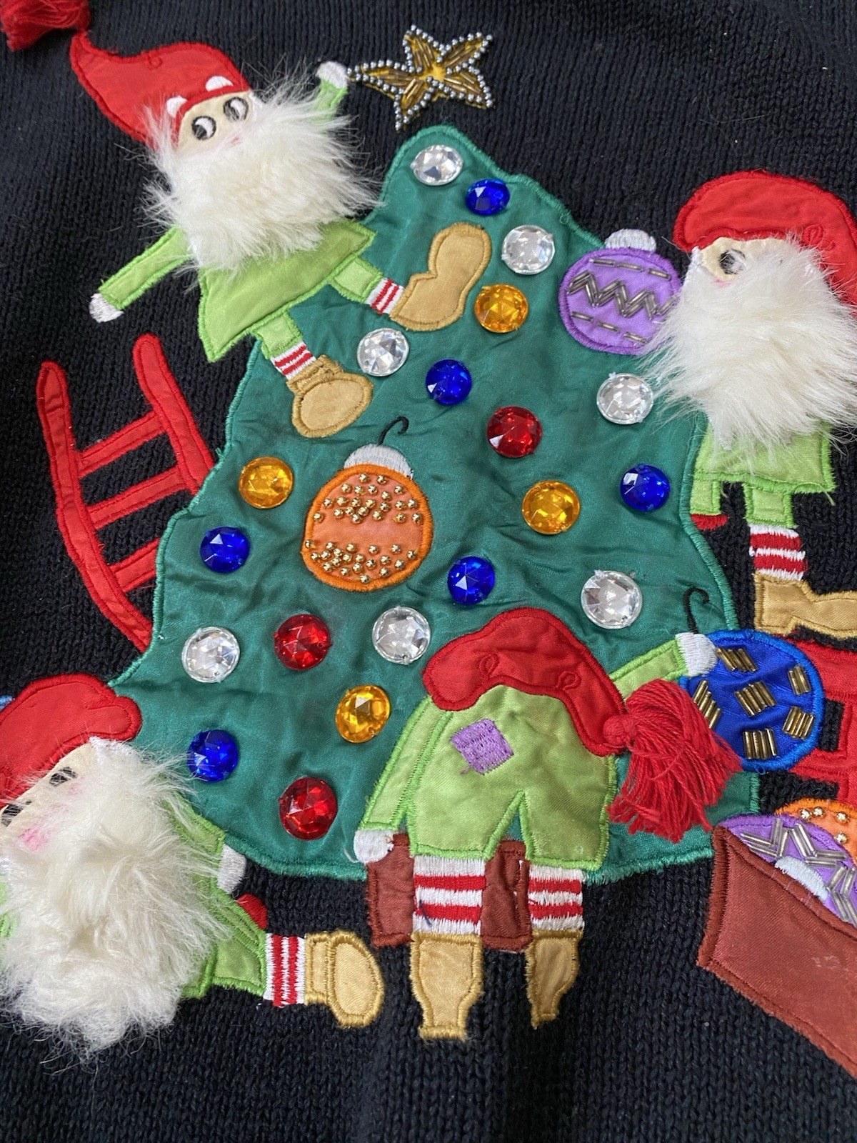 Work In Progress Vintage Size L Christmas Scene Sweater Black Gladys Bagley