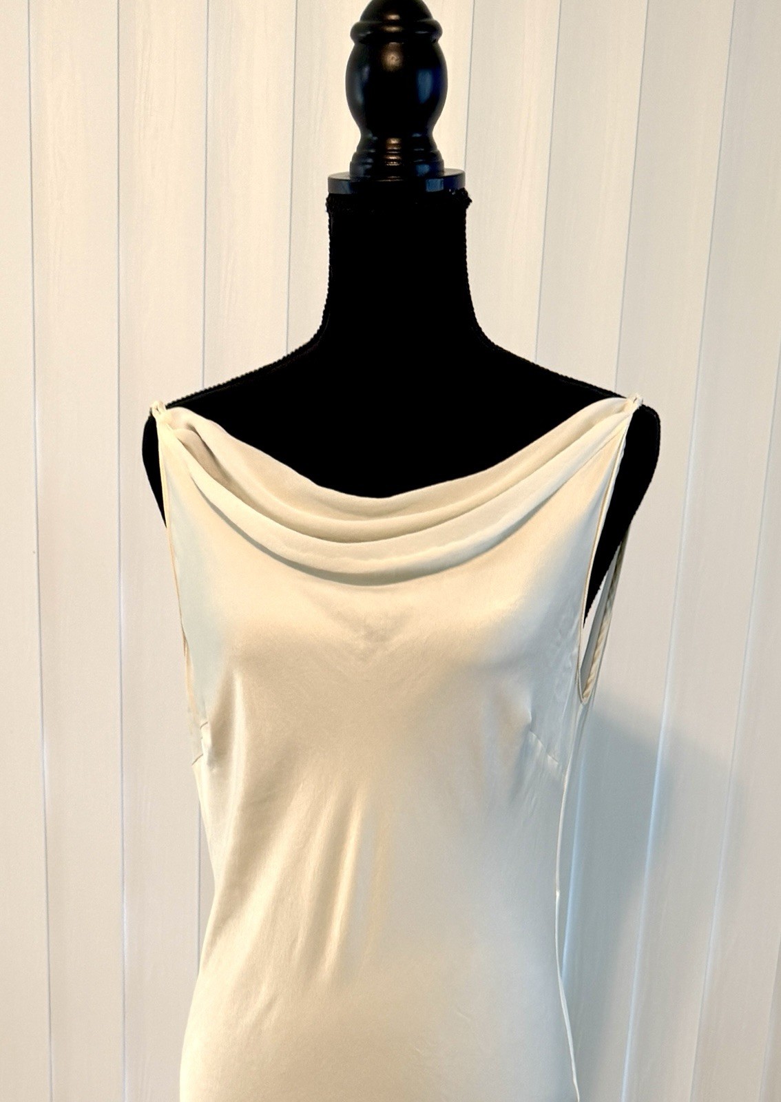 Vtg Victoria’s Secret 100% Silk Slip Dress Gown Ivory 90/Y2K Cowl Neck Deep Back