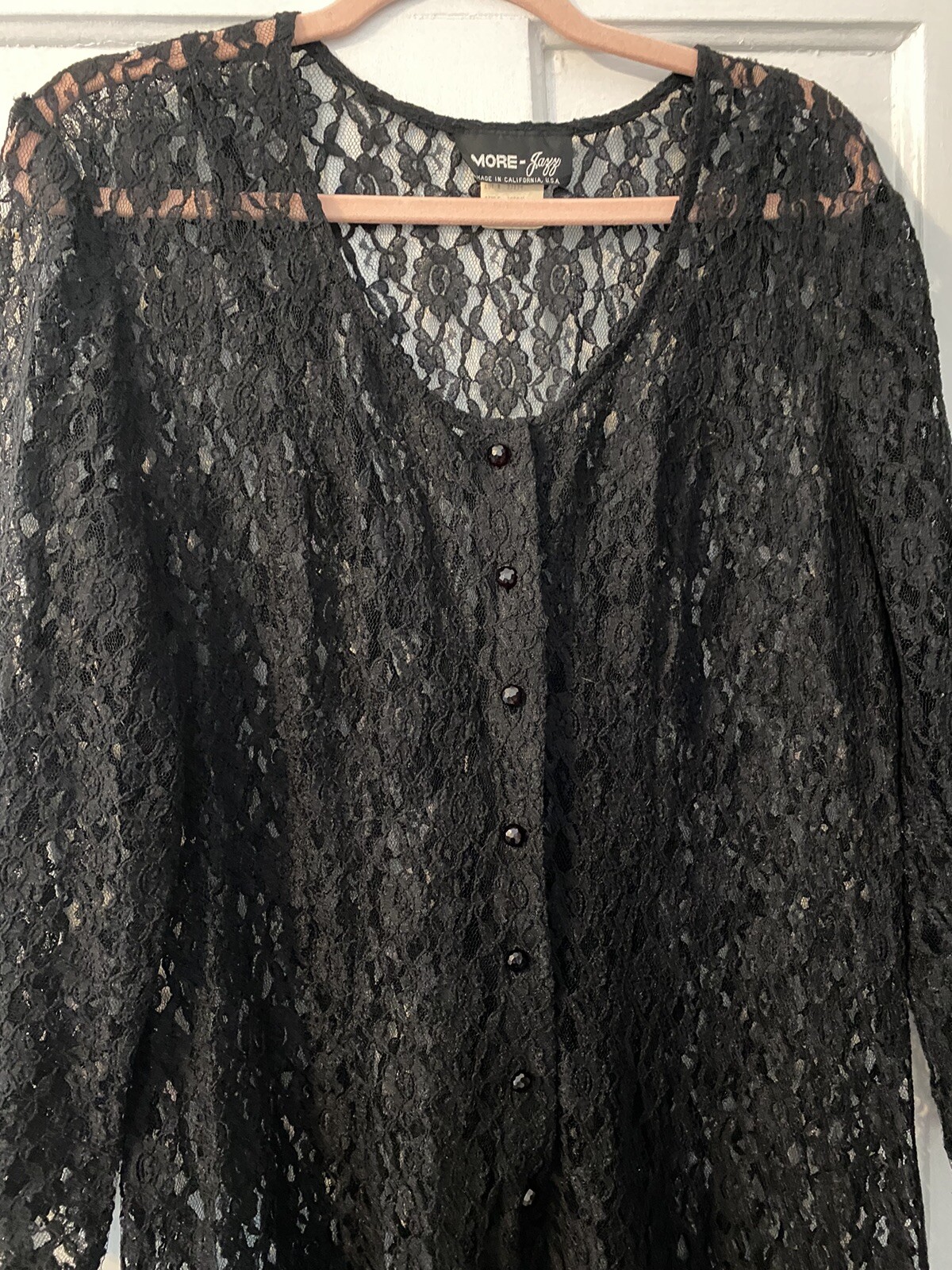 Women’s Vintage 1980’s More Jazz Black Lace Corset Dress Size 14W Goth Witchy