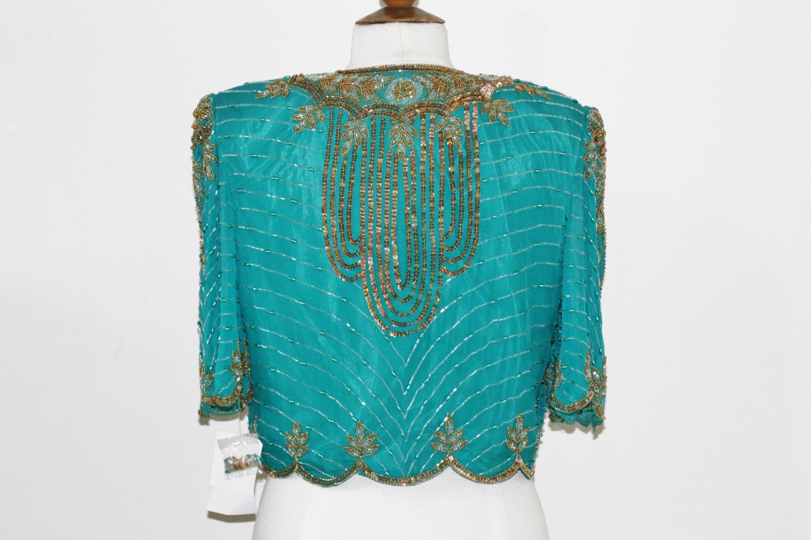 Jasdee Vintage Bolero Jacket Hand Work Beading & Sequins On Silk Style 2089
