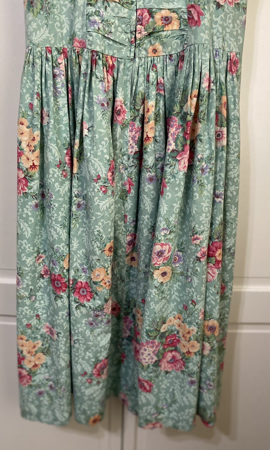 Vtg 90s Misty Lane Pastel Green Rose Garden Party Dress Cottagecore Size 5/6