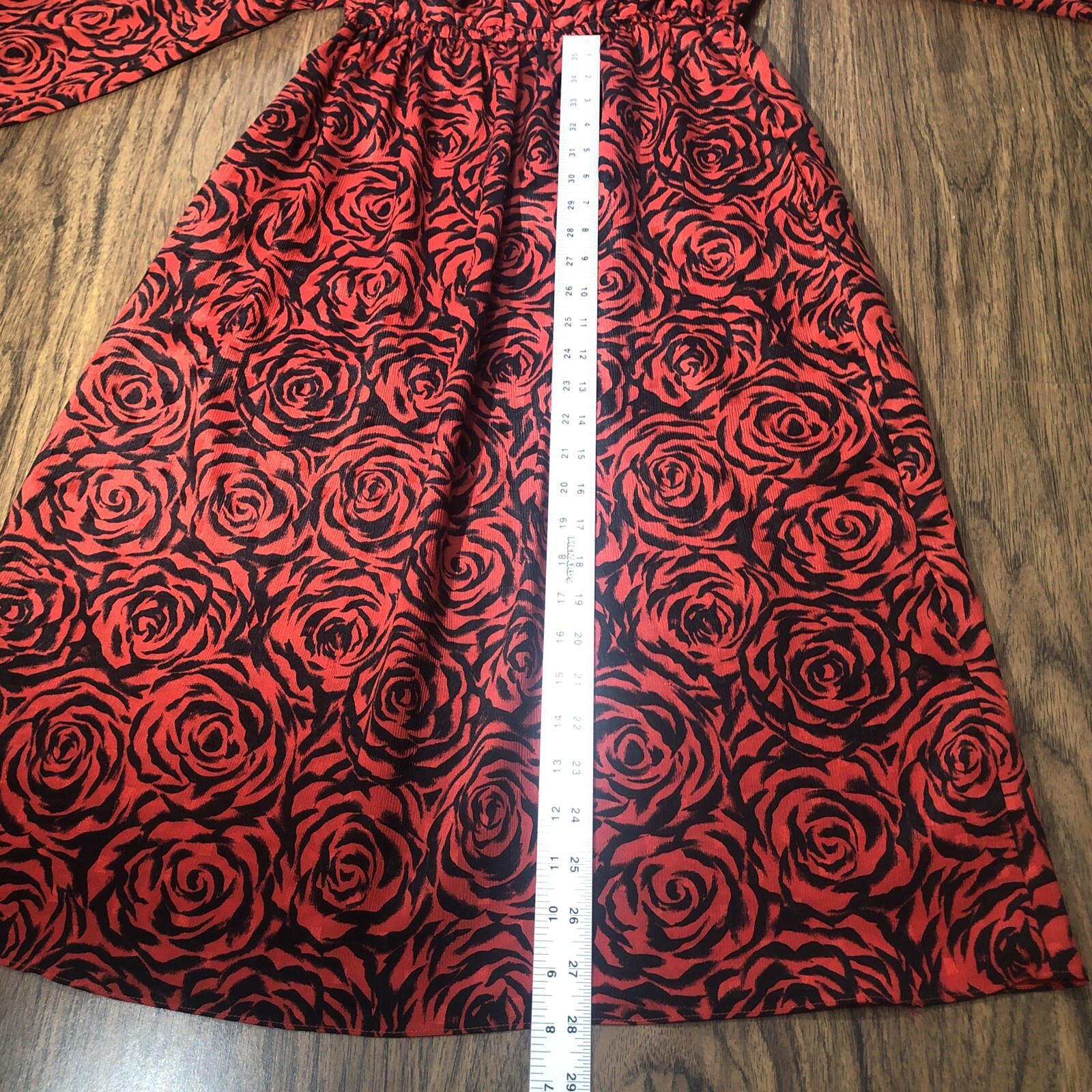 Vintage Carriage Court Evening Dress Red Roses Pockets Elastic Waist READ SIZE