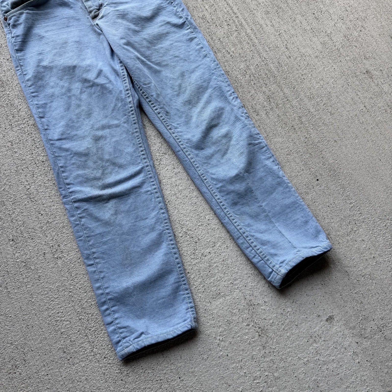 1960s Baby Blue Lee Leens Cotton Jeans 27×25