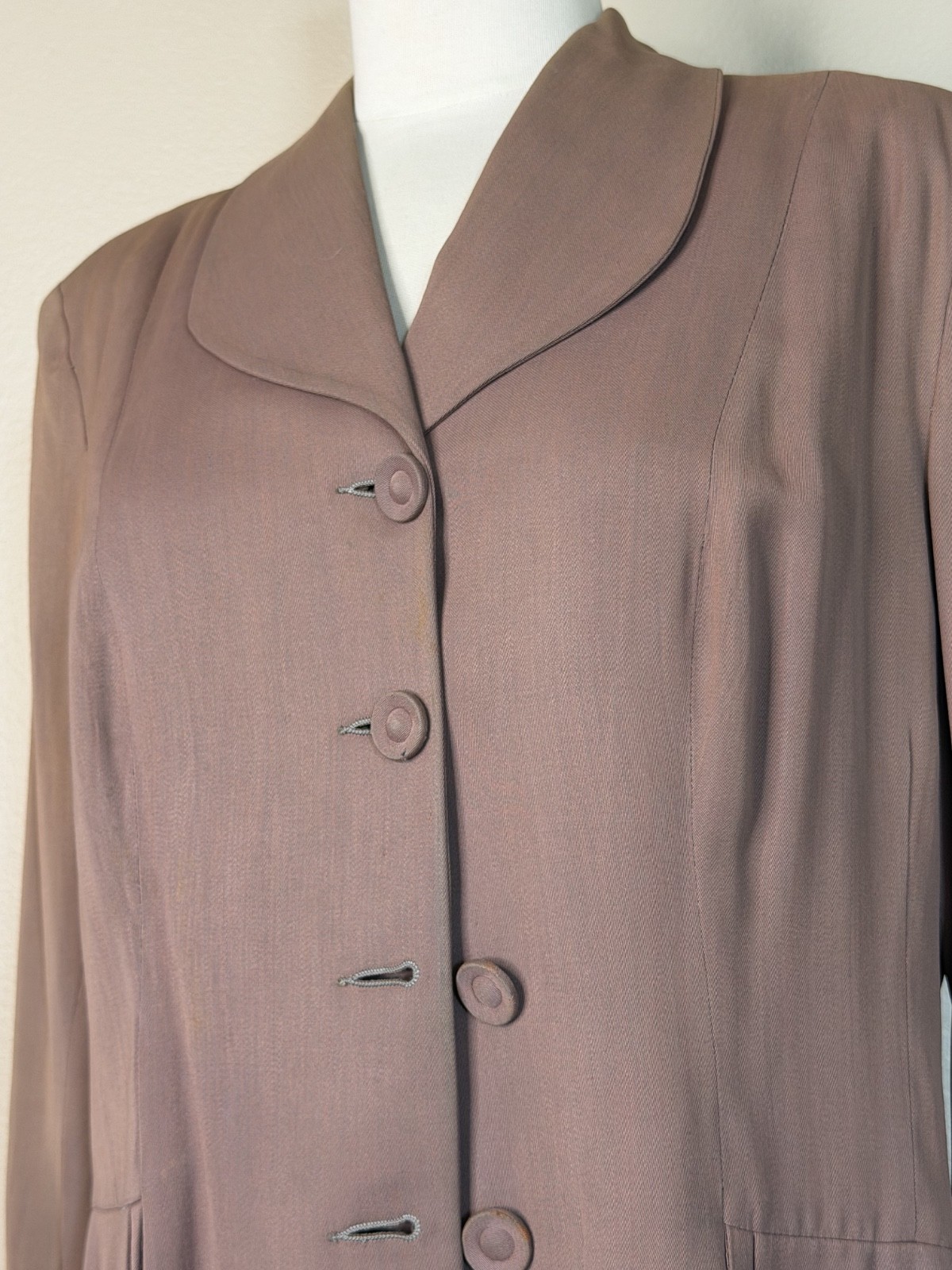 VTG 40s 50s Mauve Gabardine Suit Jacket Blazer Nipped Waist