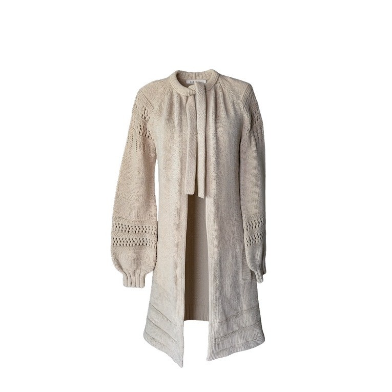 Peter Gs General Stores Vintage Wool Tie Neck Duster Cardigan Oatmeal Beige M