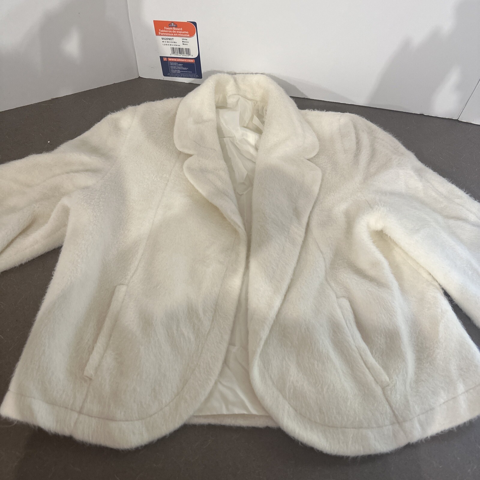 Vintage White Donnybrook Coat Soft And Fuzzy Open Front 100% Washable Orlon