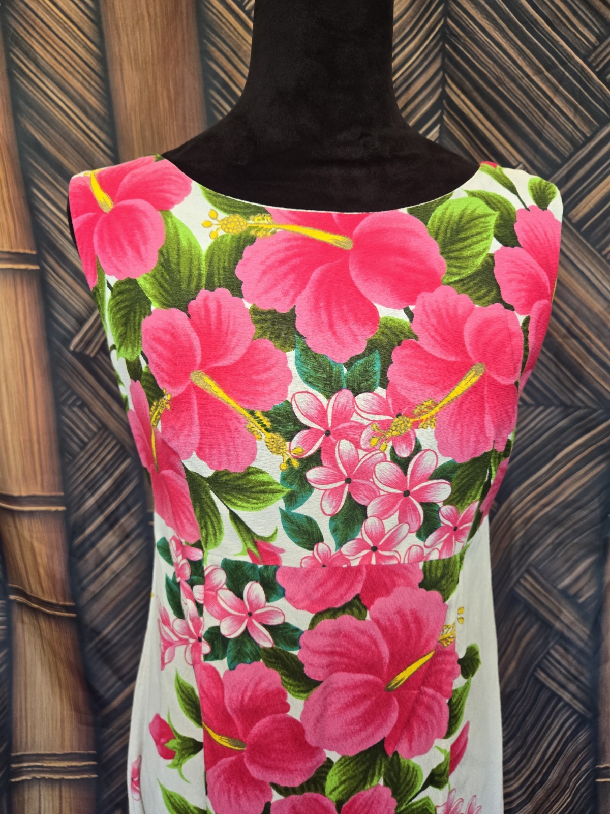 Vintage Ui-maikai Hawaiian Barkcloth Aloha Maxi Dress w6042