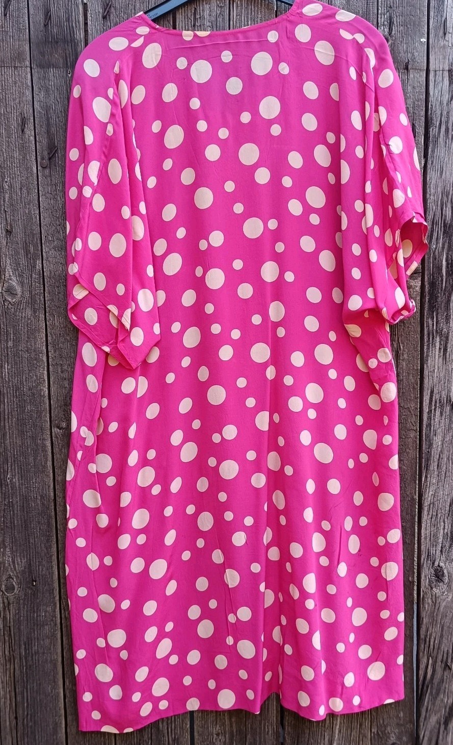 Vintage Polka Dot Dress Pink Cream Polka Dot Boho Maxi Dress Unique Handmade 50 52 54