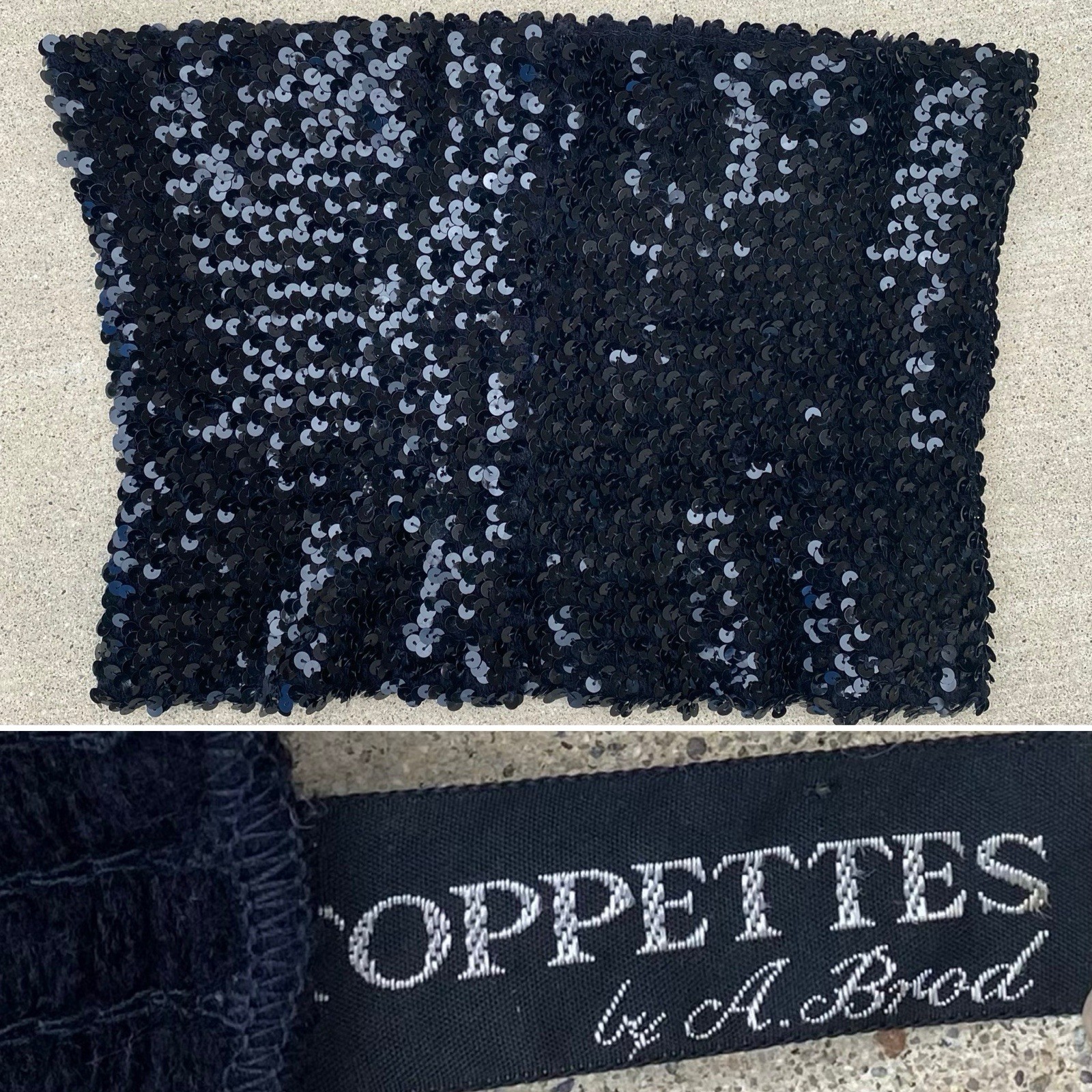 Vintage Toppettes By A Brod Black Sequin Tube Top Strapless Disco Glam Party