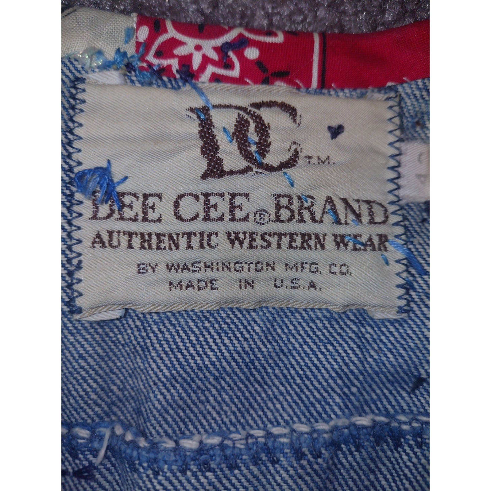 Vintage Dee Cee Brand Western Denim Vest Patchwork Charms Sheriff Badge USA Made