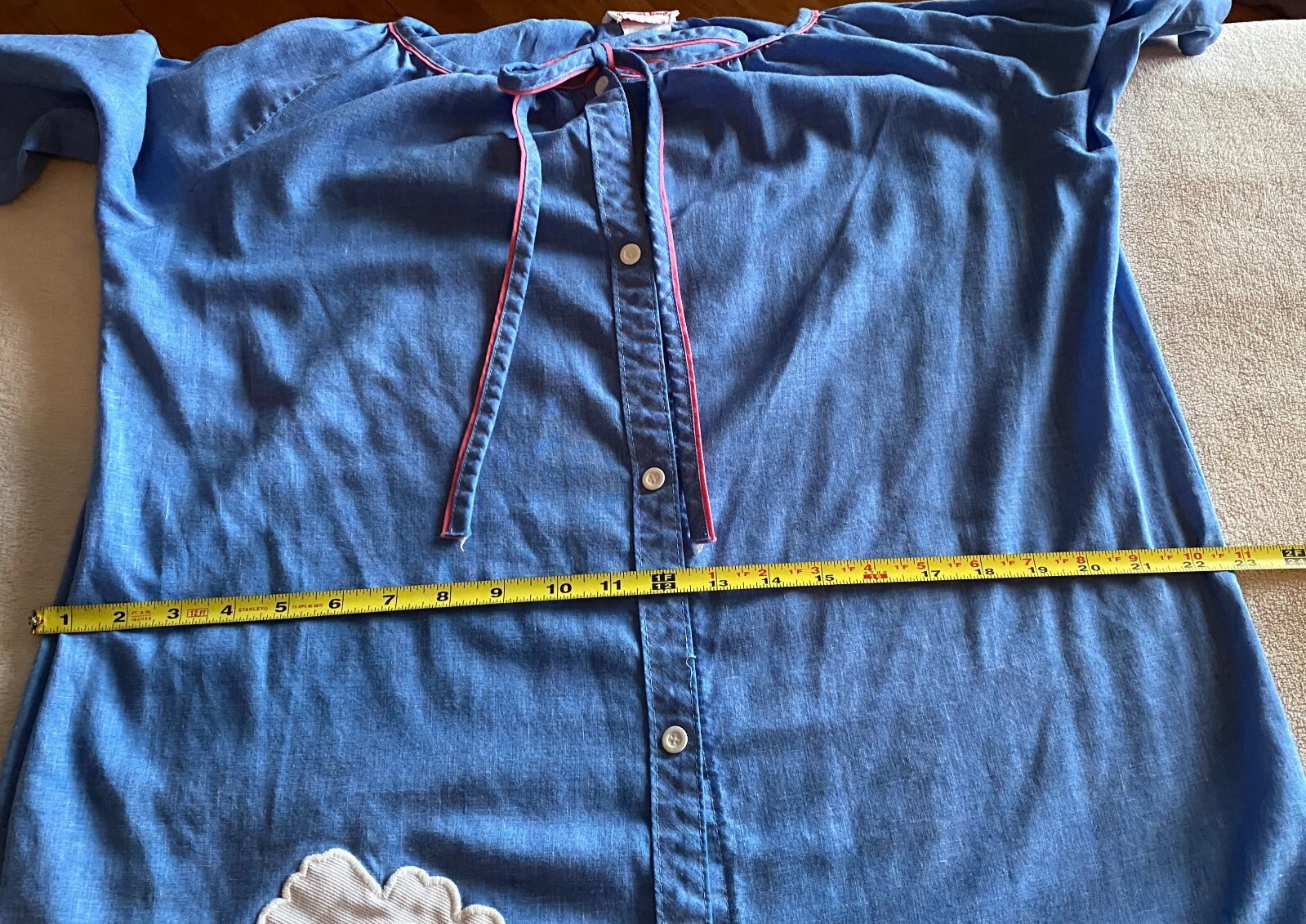 Vintage Smart Time Small Duster Robe House Dress Blue Snap Up Flower Union Made