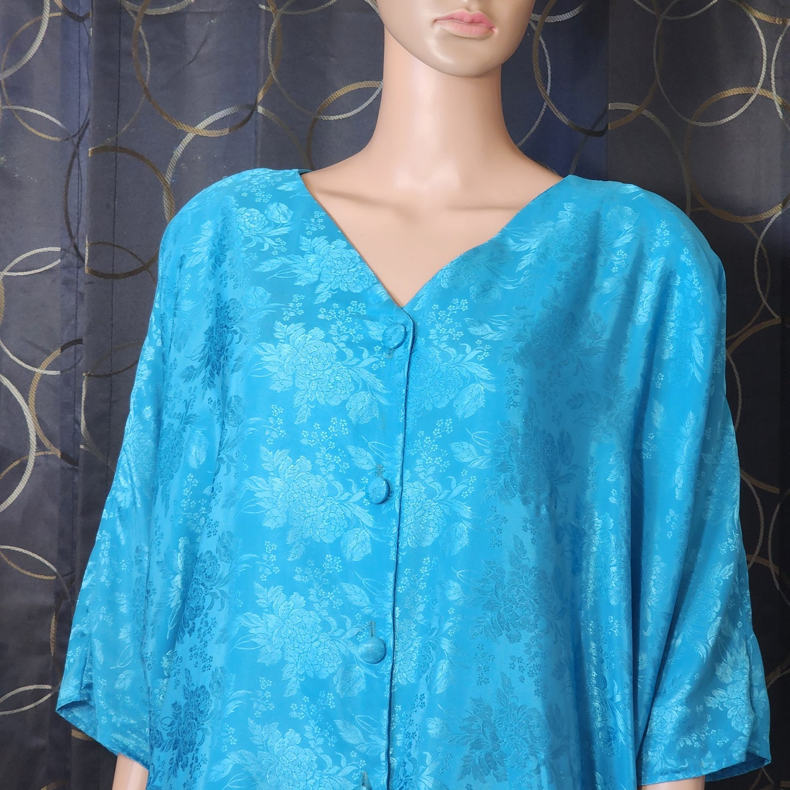 Rare 1980s – 1999 Mature Women’s Dress Set Size 22 Blue 2 Peice Button Up OOAK