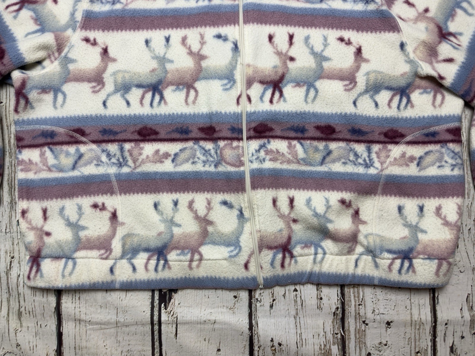 VTG Deer Stag All Over Print TanJay Women’s Fleece Full Zip Sweater Sweatshirt