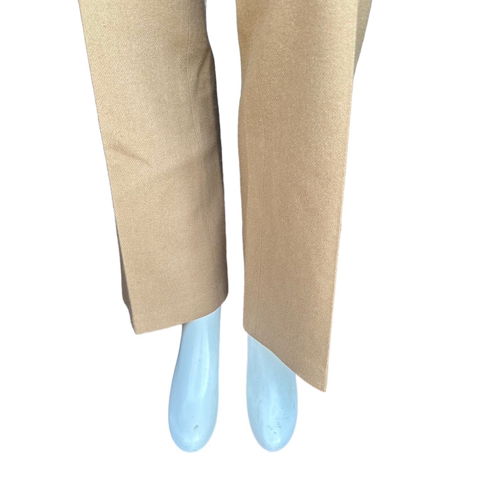 Vintage 60s 70s Ann Robin Bonded Wool Zipper Fly Tan Trousers Size 18 32″ Waist