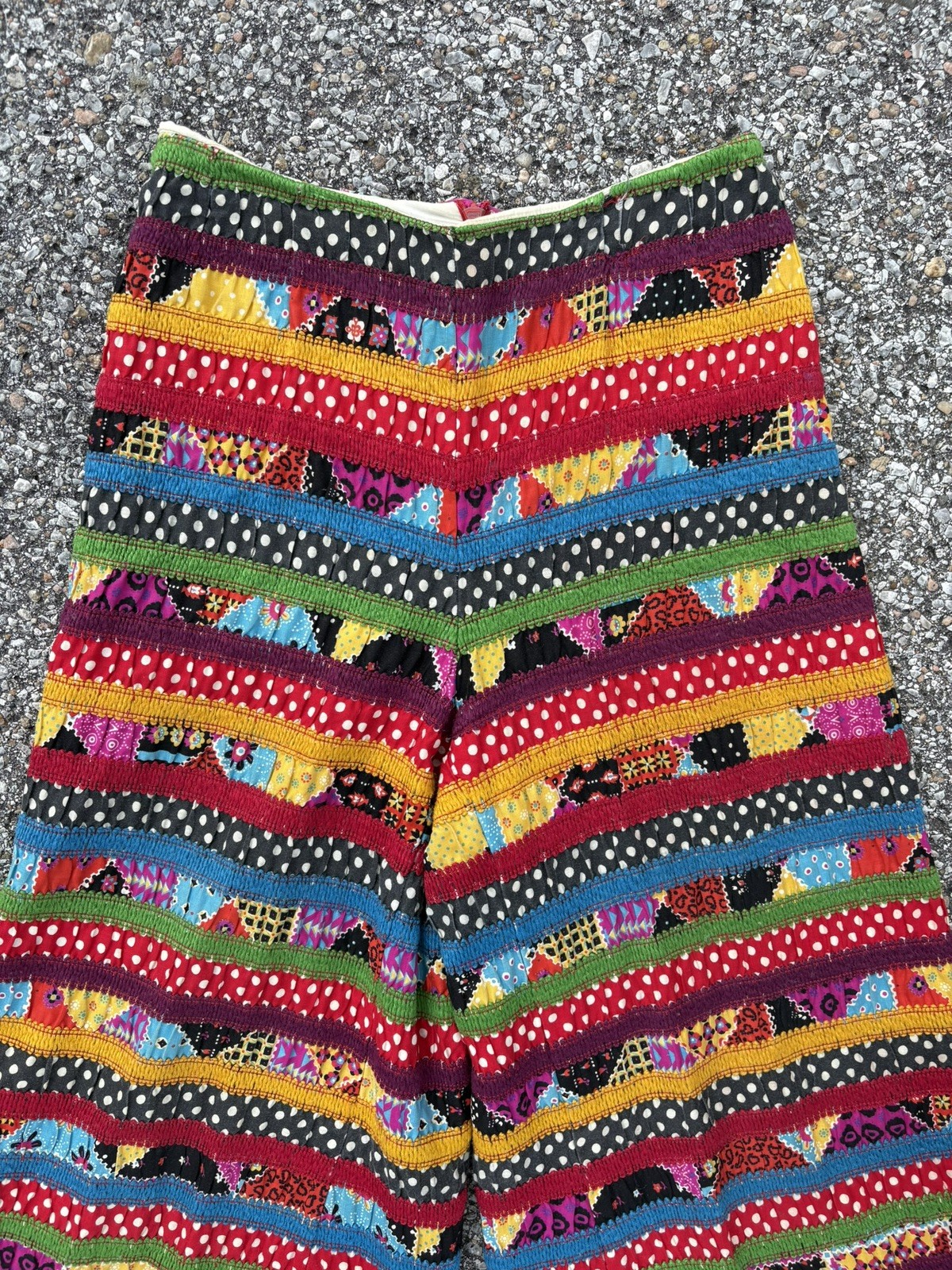 Vintage 70’s Colorful Patchwork Hippie Flare Pants Patches By St. Louis Size 6