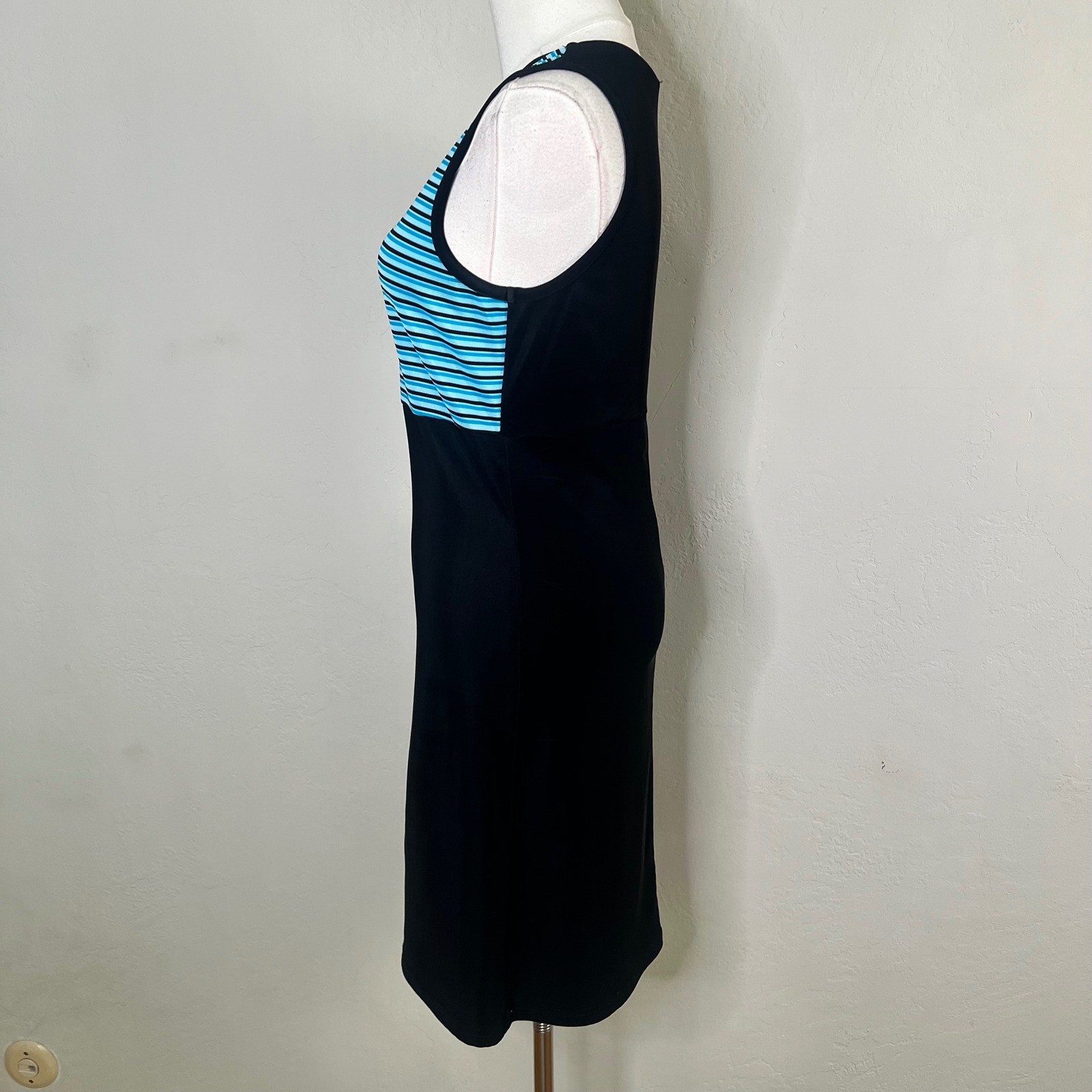 Byer Too California Vintage 90s Striped Sleeveless Dress Black Blue Small USA
