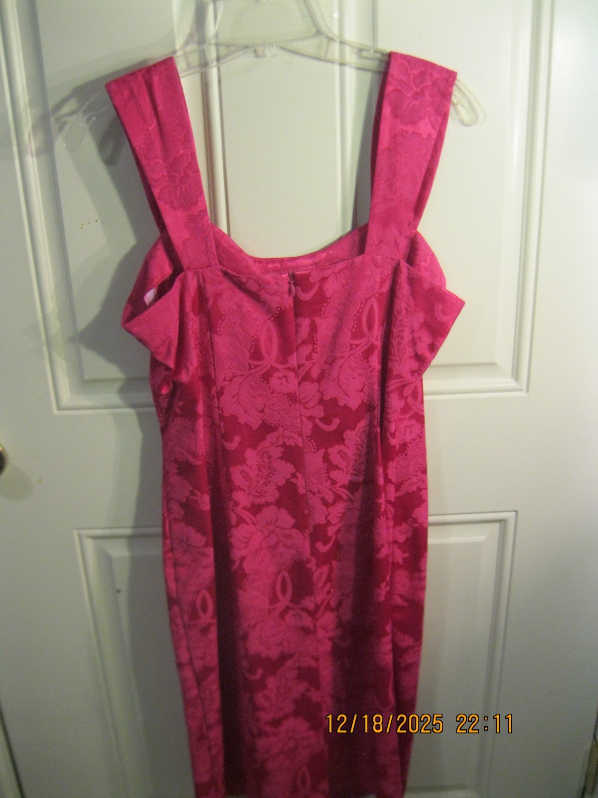 Vtg 80s Fuchsia Brocade Dress Suit Embroidered Rhinestones Retro Sz 12-NWT