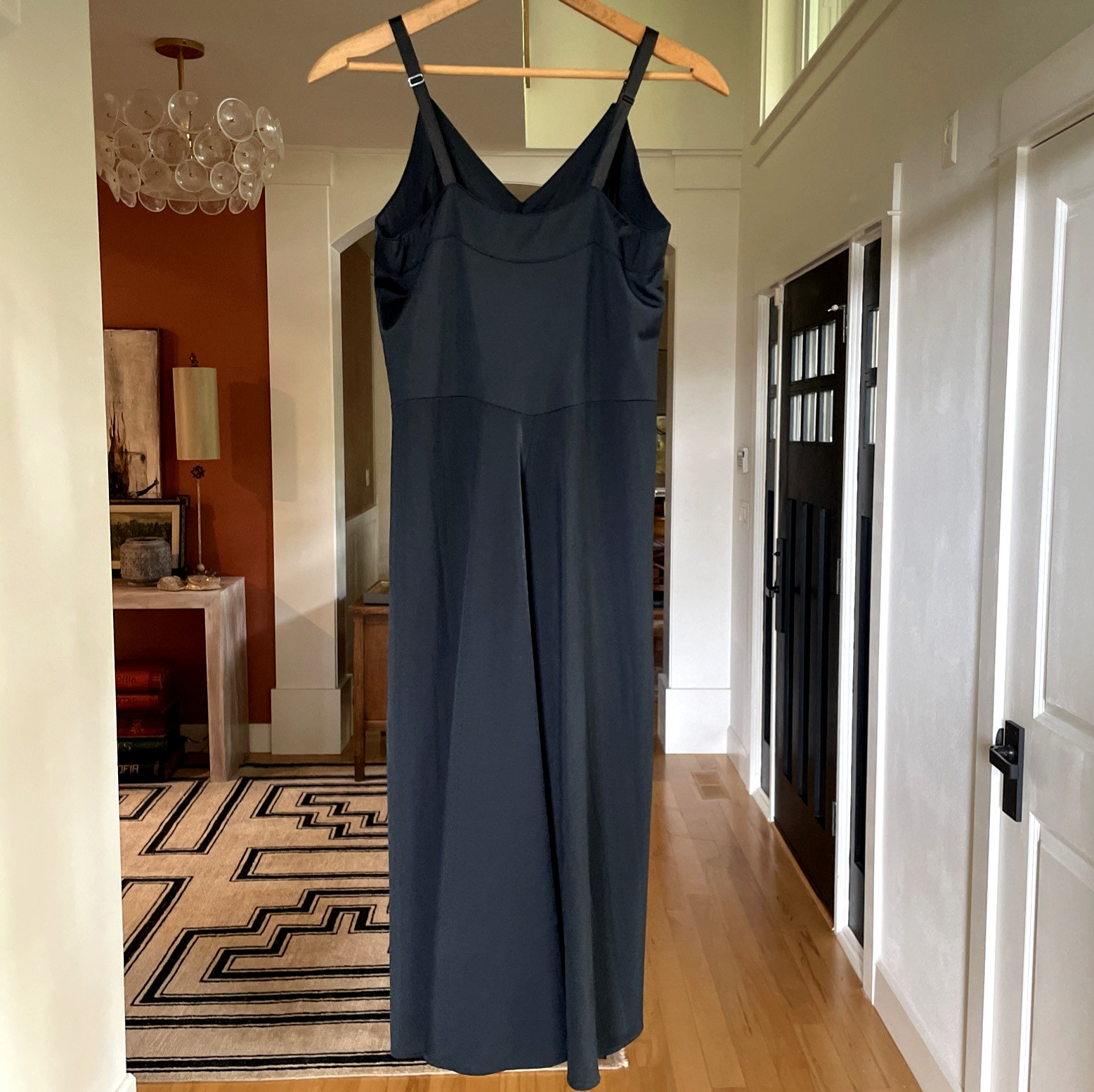 VTG 1940s Textron Black Rayon Slip Dress V Neck Bias Cut Mermaid Hem Size 4